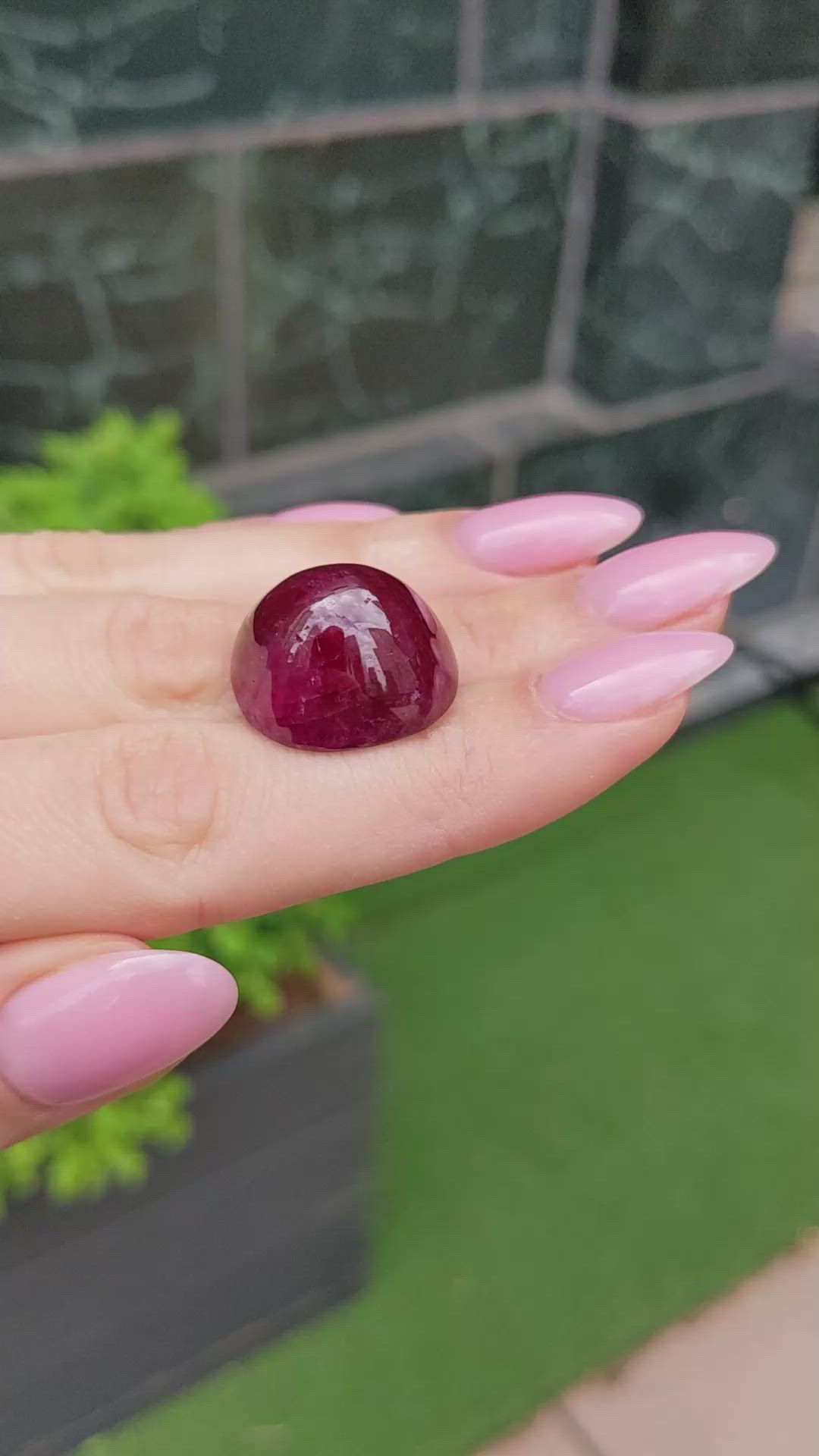 57.05 Ct. Purplish Red Cabochon Ruby from Madagascar Size Video