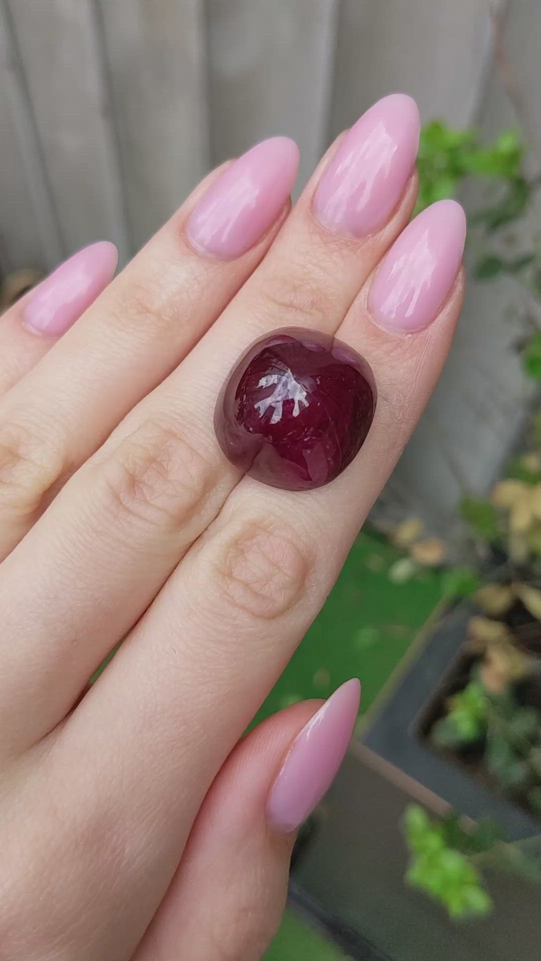 57.05 Ct. Purplish Red Cabochon Ruby from Madagascar Size Video