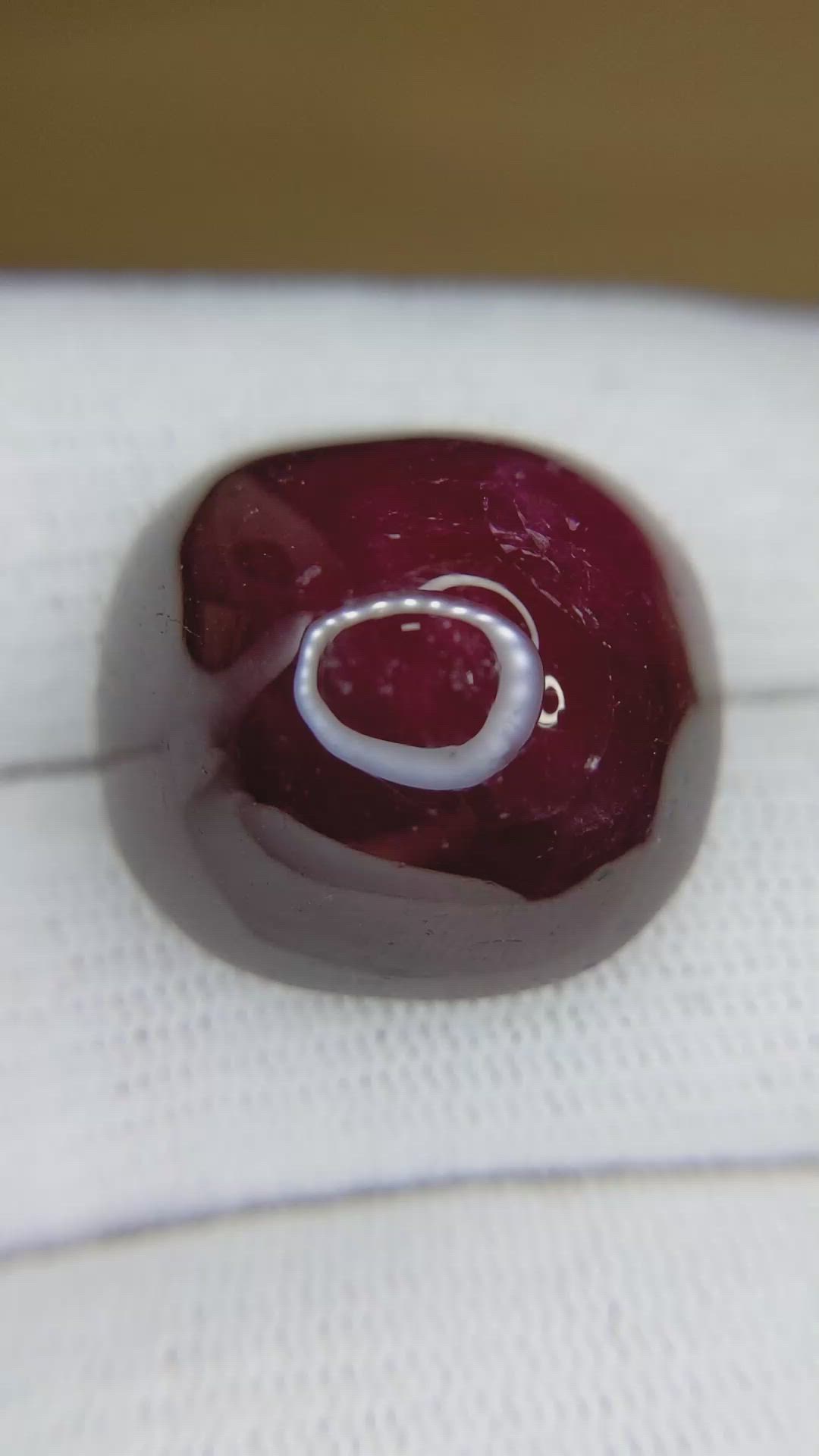 57.05 Ct. Purplish Red Cabochon Ruby from Madagascar Size Video