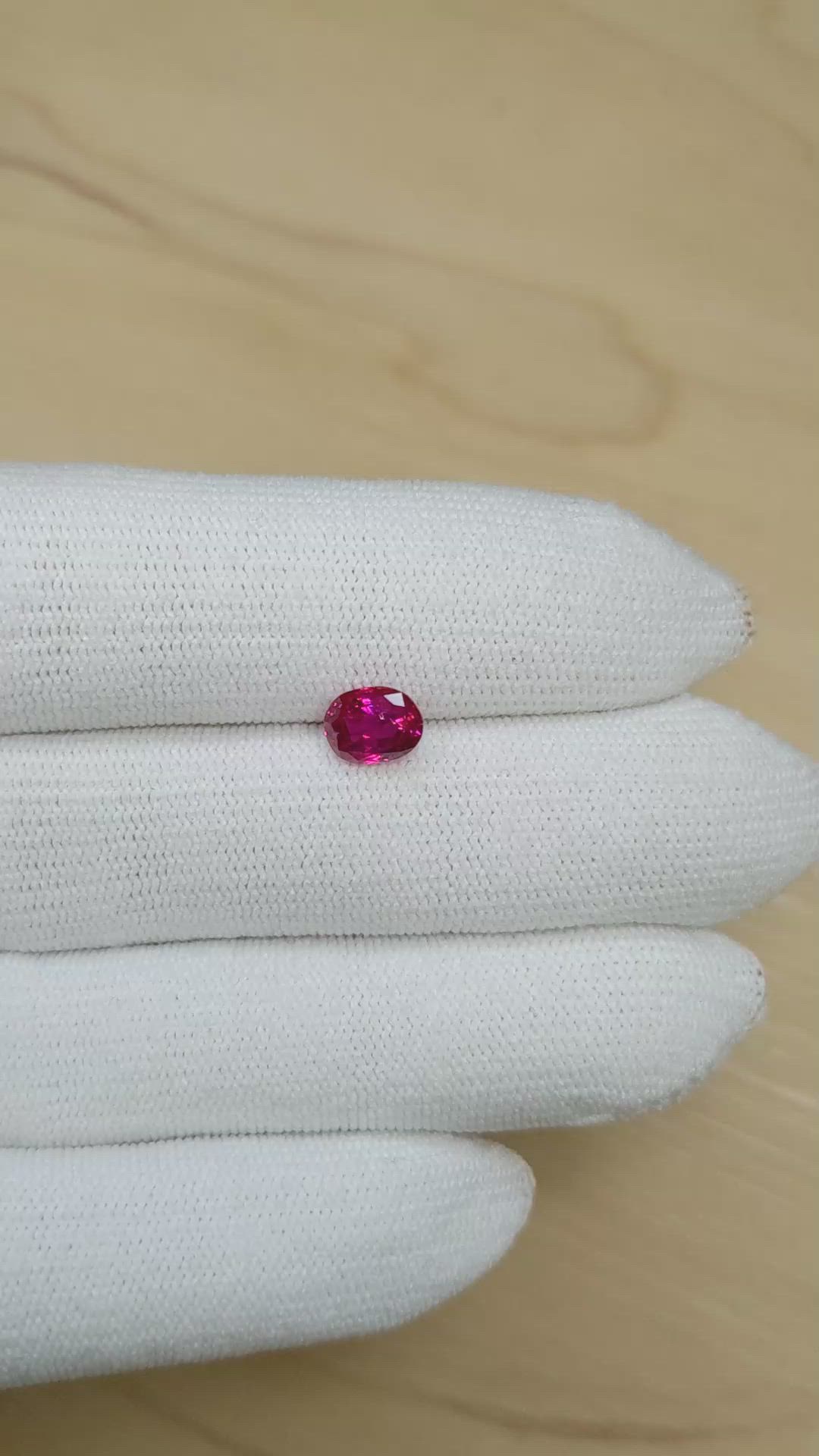 1.64 Ct. Pinkish Red Ruby from Burma (Myanmar) Size Video