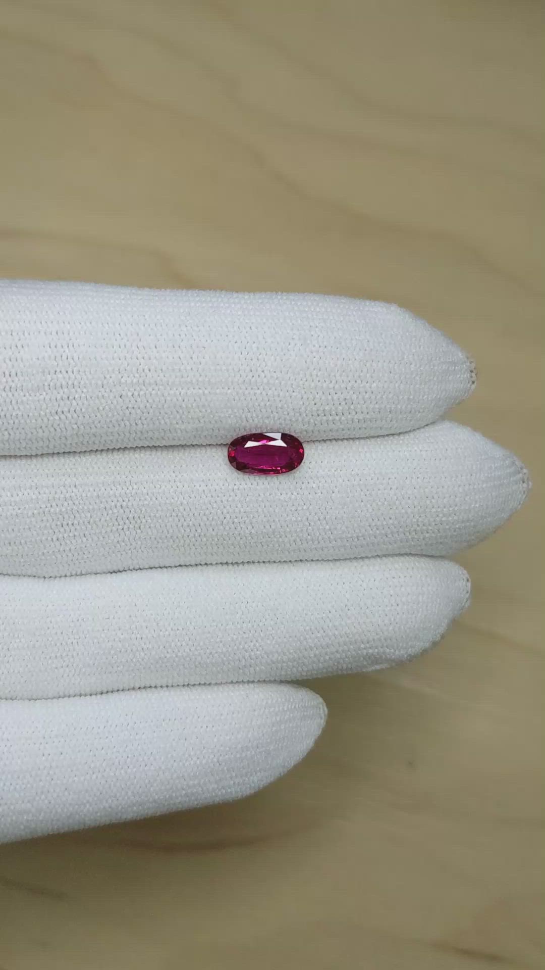 1.38 Ct. Purplish Red Ruby from Burma (Myanmar) Size Video