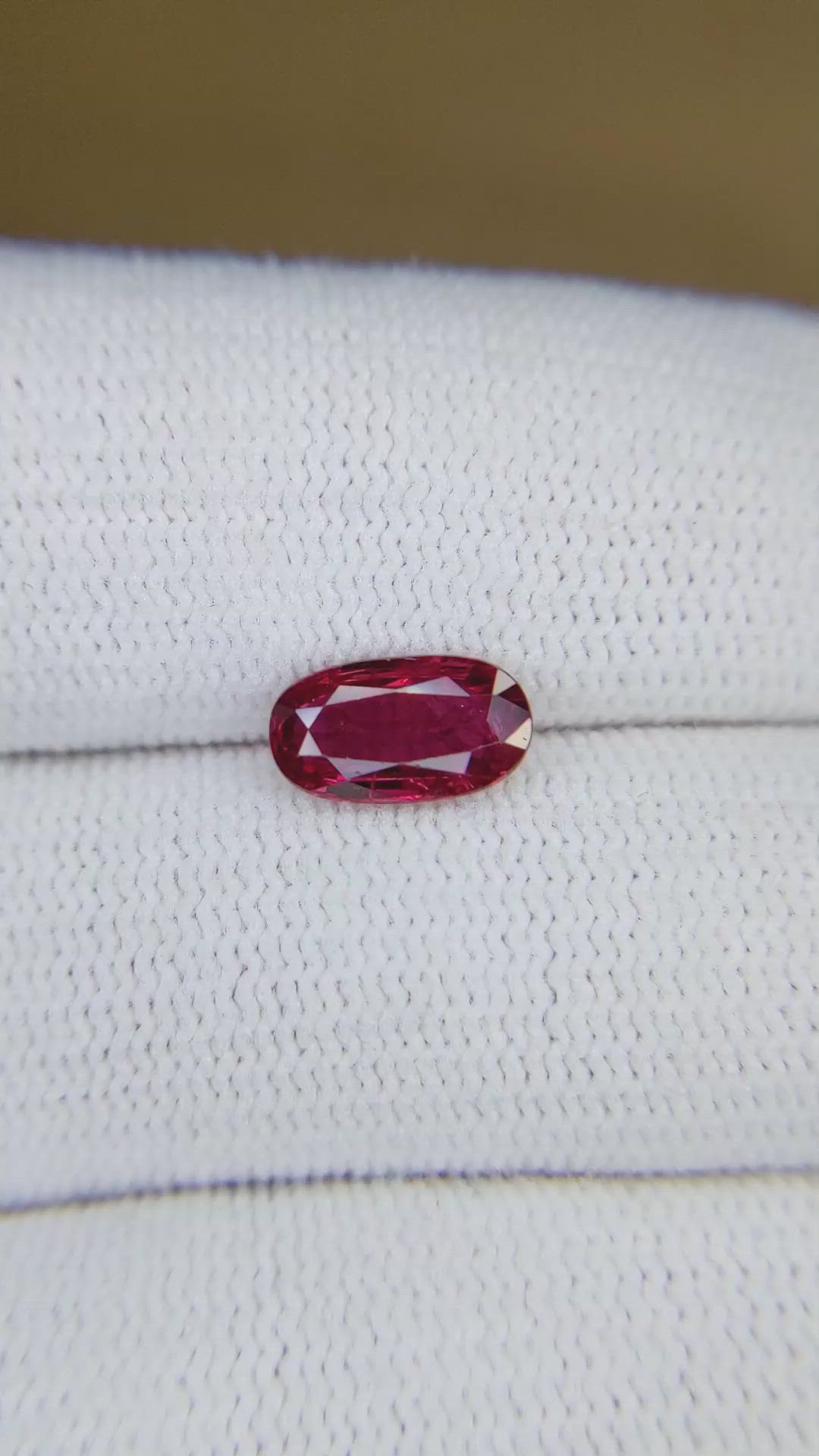 1.38 Ct. Purplish Red Ruby from Burma (Myanmar) Size Video