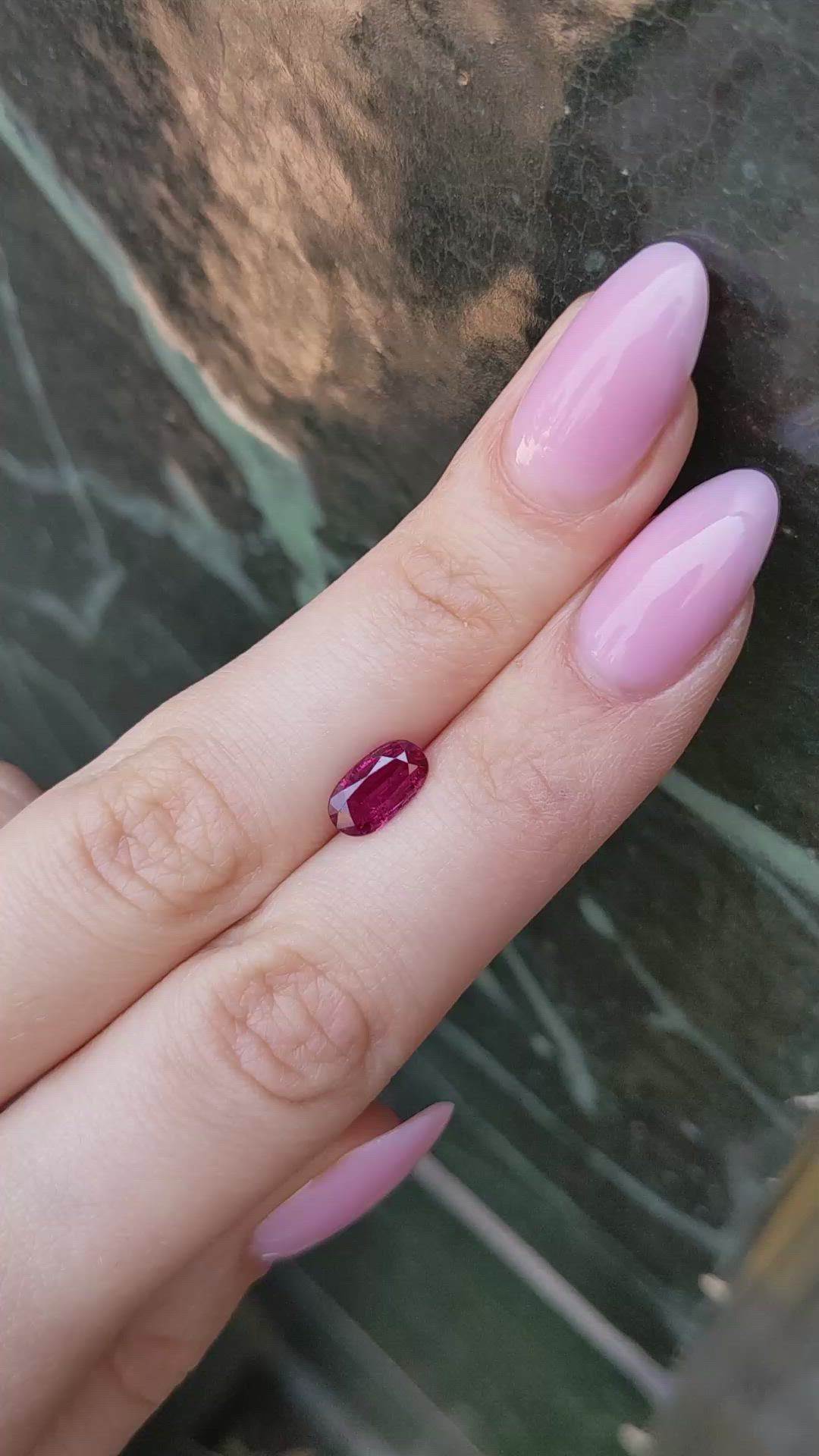 1.38 Ct. Purplish Red Ruby from Burma (Myanmar) Size Video