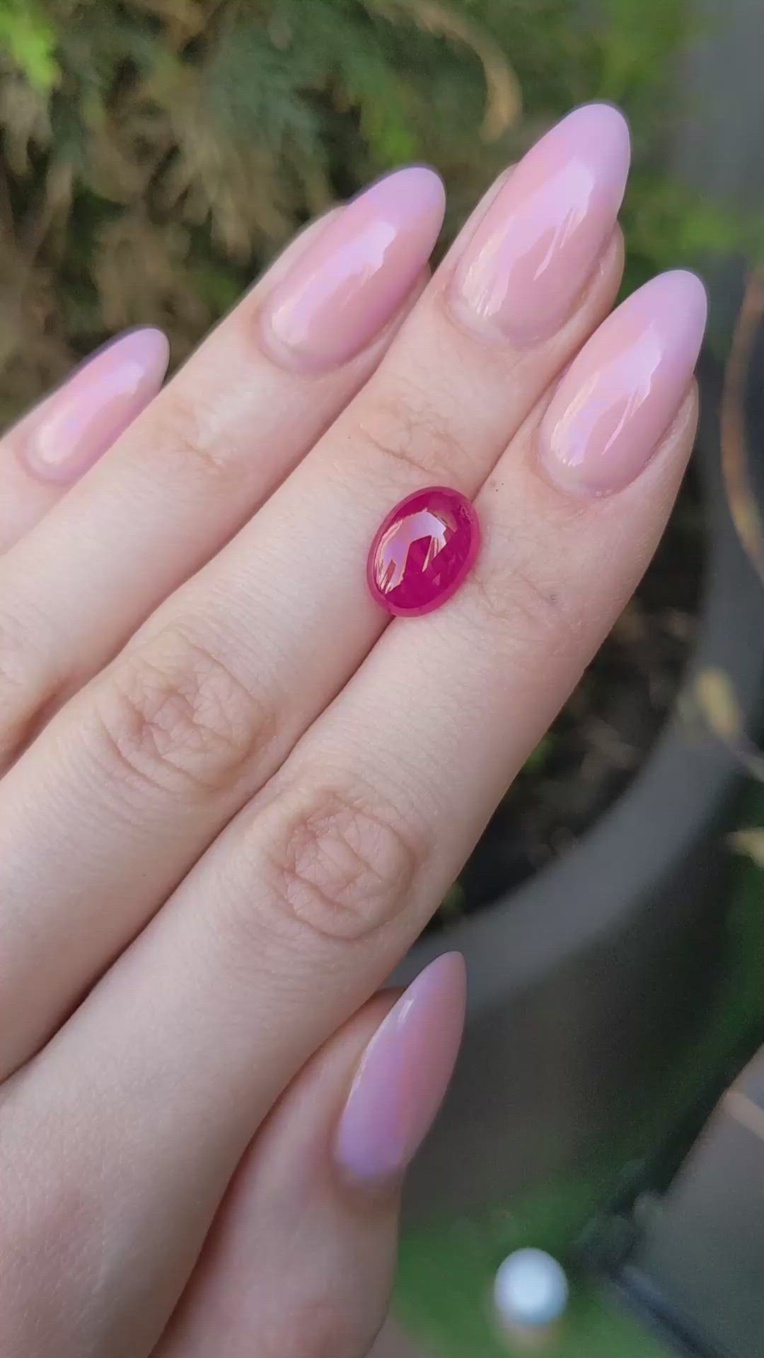 4.63 Ct. Pinkish Red Cabochon Ruby from Burma (Myanmar) Size Video