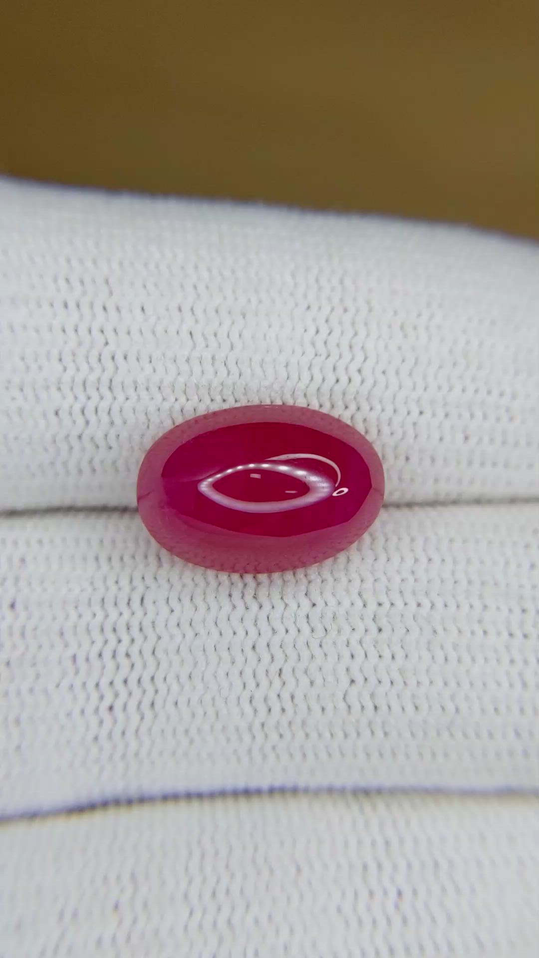 7.21 Ct. Pinkish Red Cabochon Ruby from Burma (Myanmar) Size Video