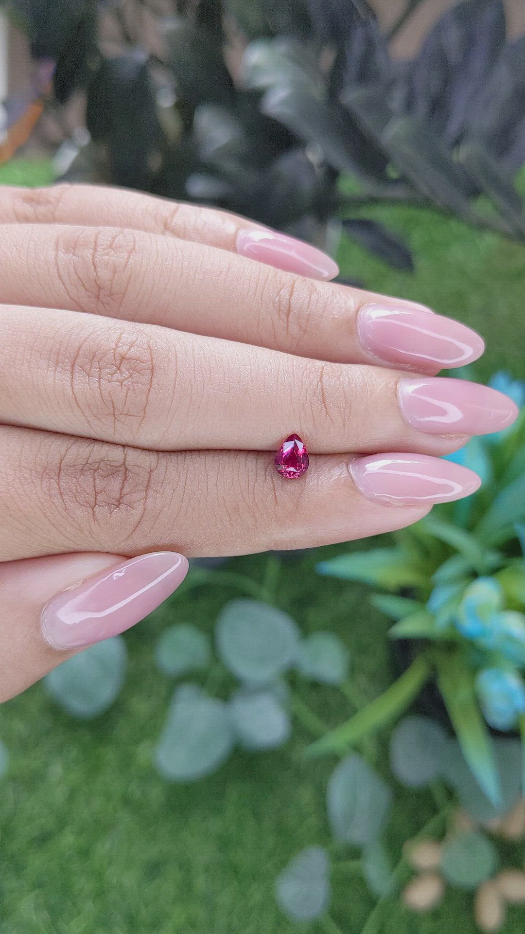 0.54 Ct. Pinkish Red Ruby from Tanzania Size Video