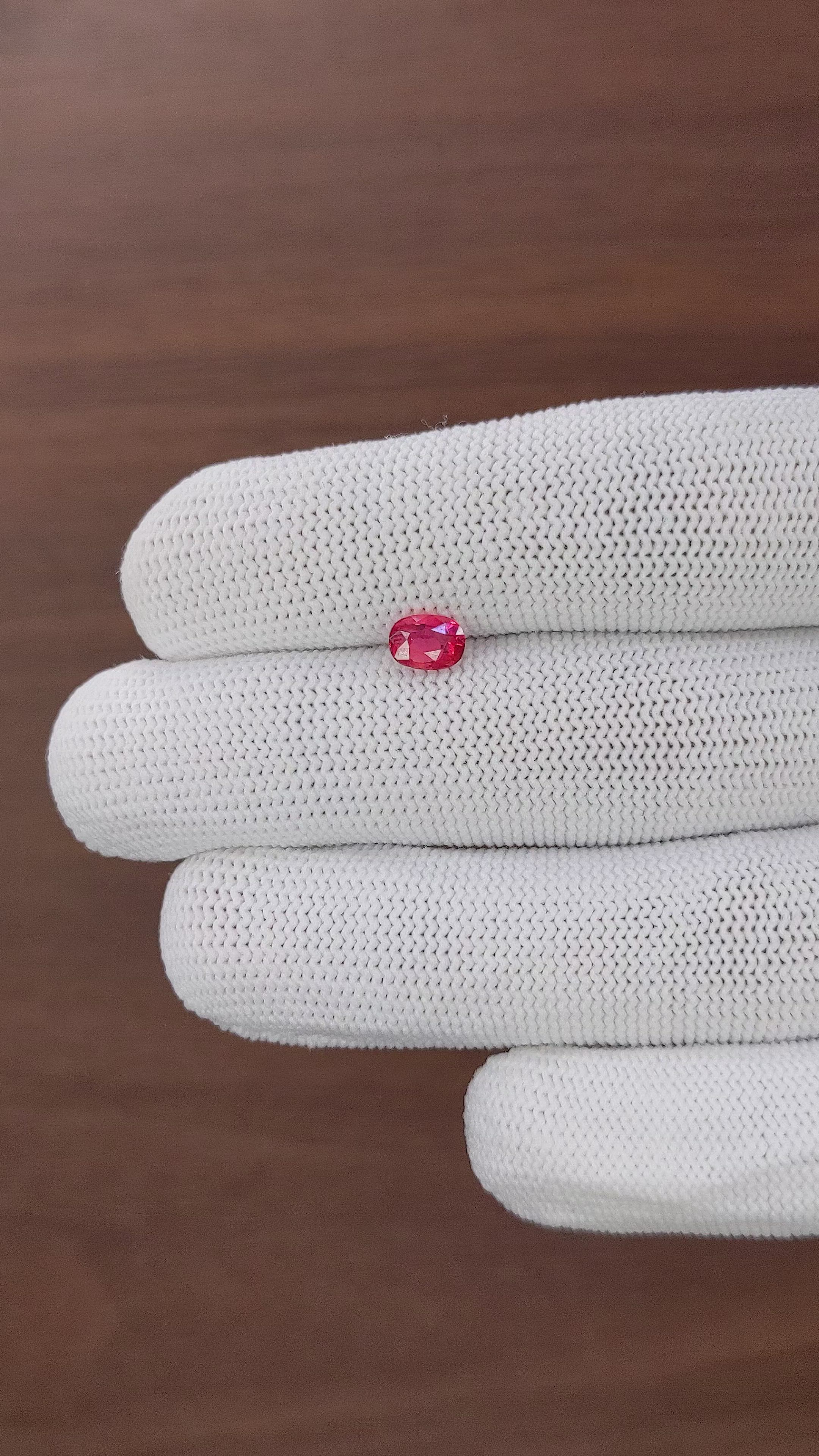 0.73 Ct. Pinkish Red Ruby from Tanzania Size Video