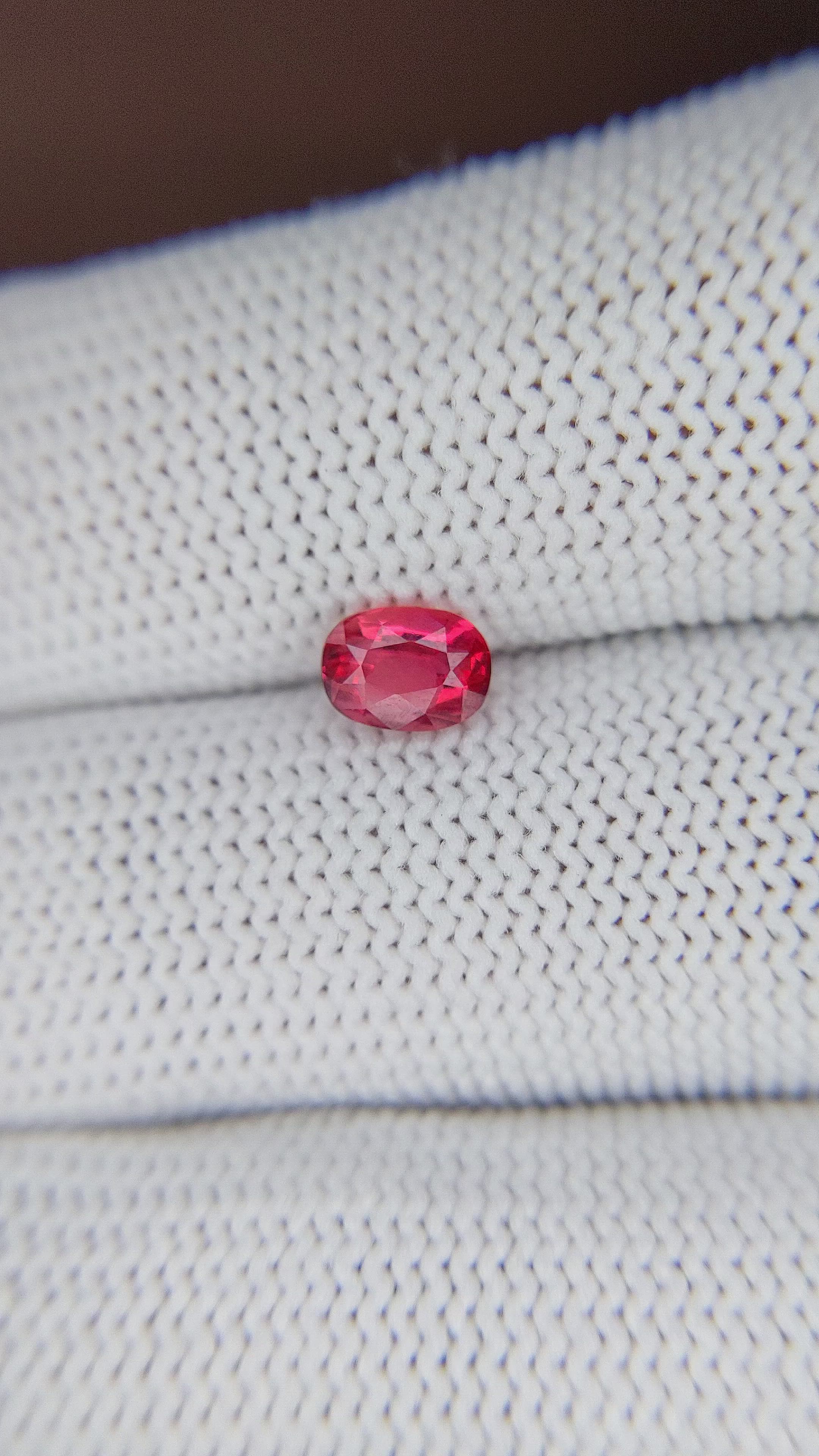 0.73 Ct. Pinkish Red Ruby from Tanzania Size Video