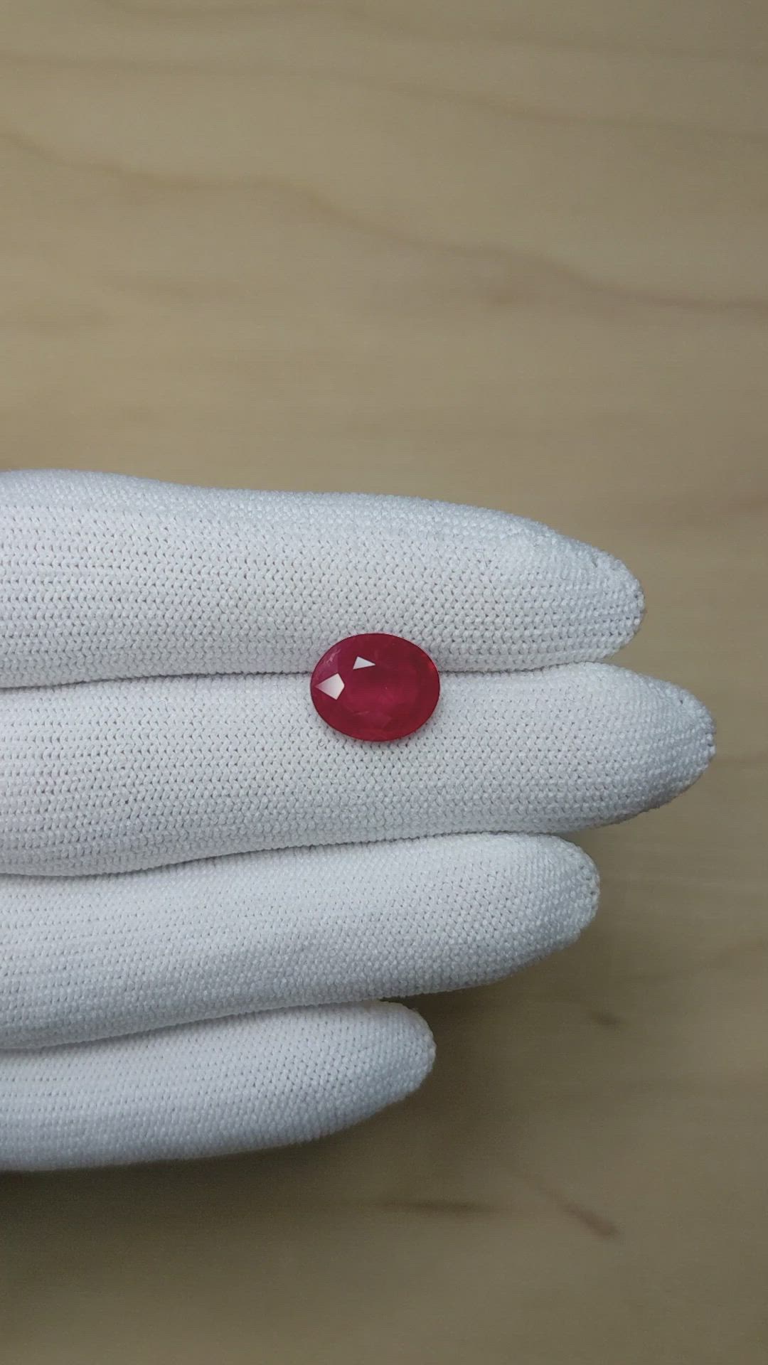 3.50 Ct. Pinkish Red Ruby from Burma (Myanmar) Size Video
