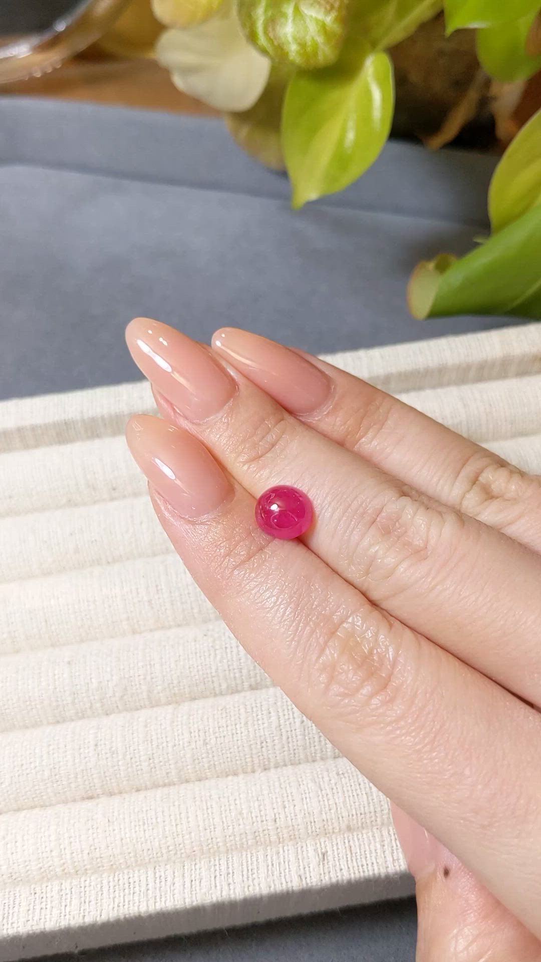3.19 Ct. Pinkish Red Cabochon Ruby from Mozambique Size Video