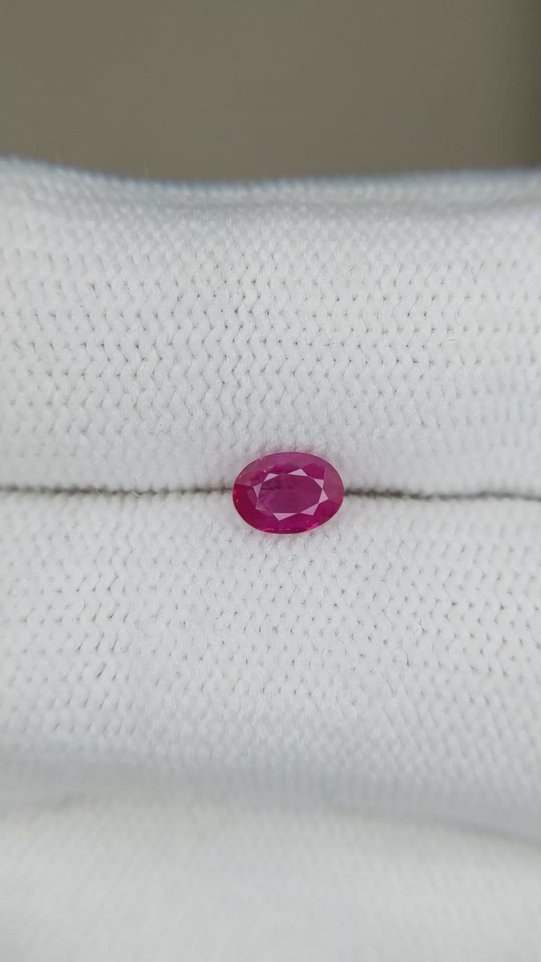 0.54 Ct. Purplish Red Ruby from Burma (Myanmar) Size Video