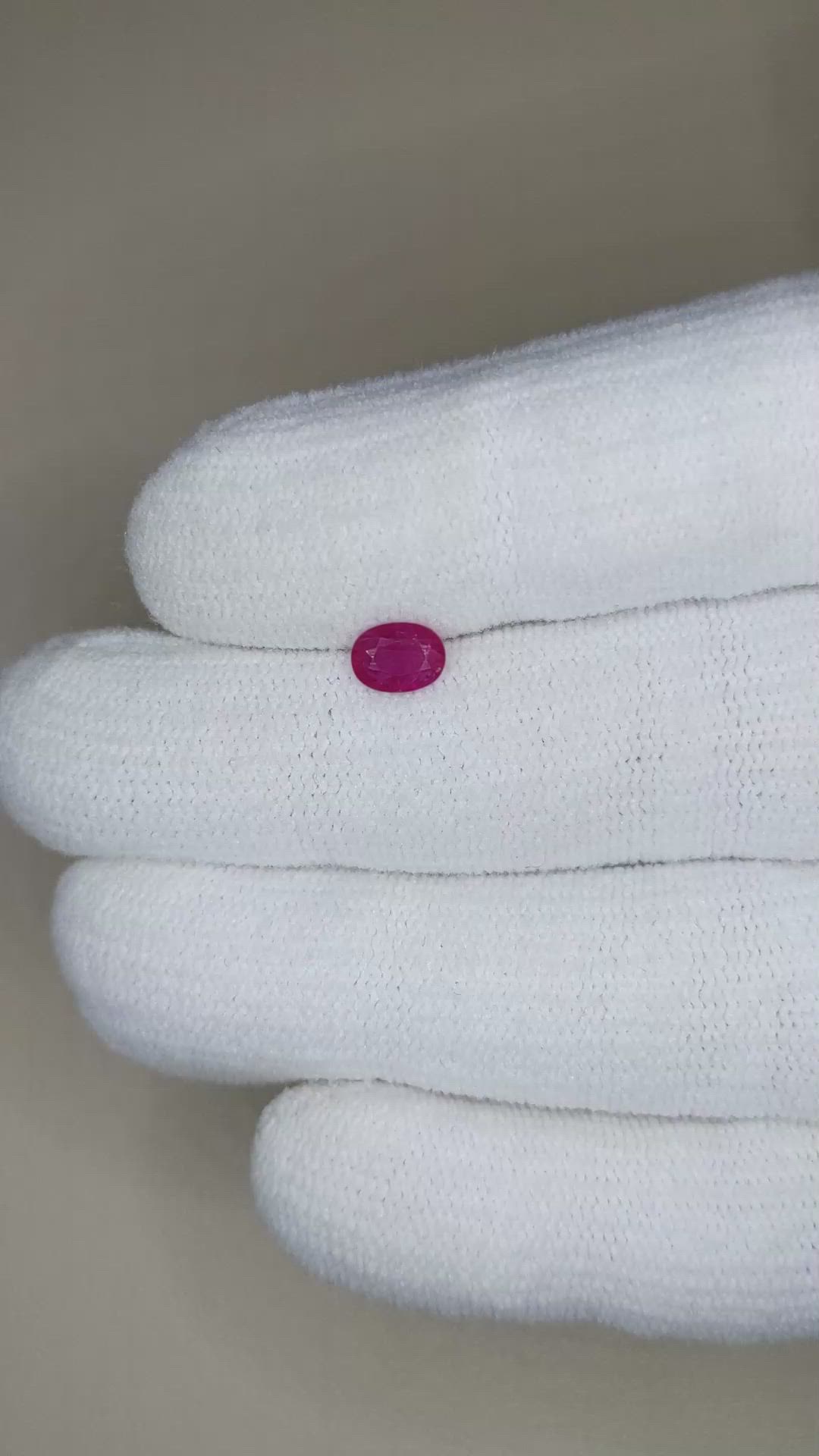 0.54 Ct. Purplish Red Ruby from Burma (Myanmar) Size Video