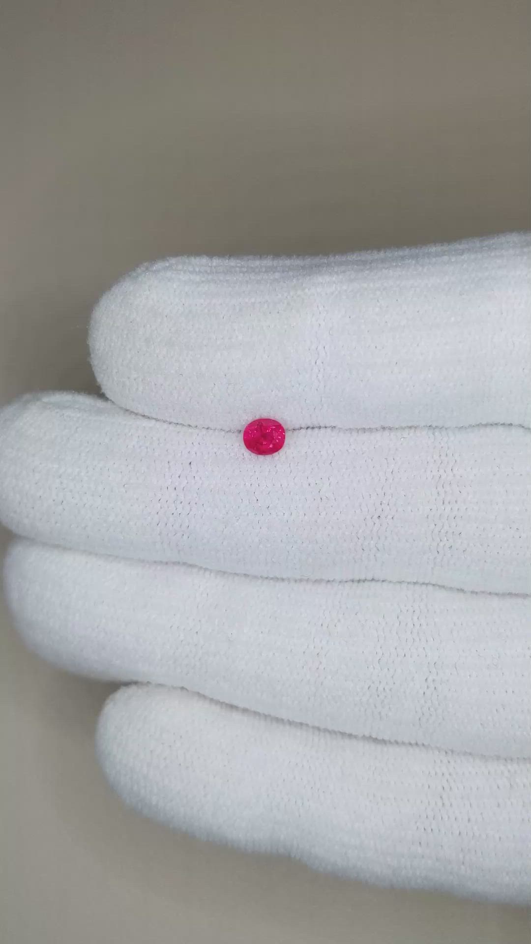 0.38 Ct. Pinkish Red Ruby from Burma (Myanmar) Size Video