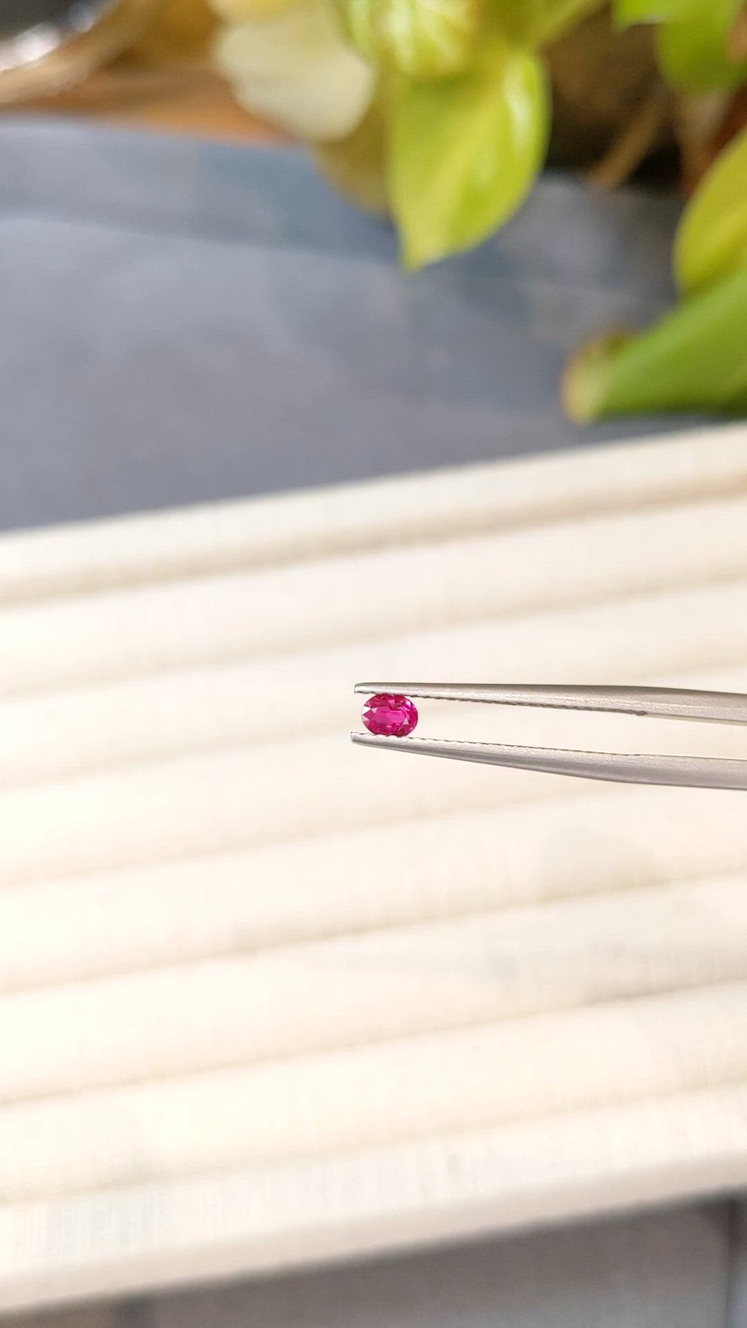 0.23 Ct. Pinkish Red Ruby from Burma (Myanmar) Size Video