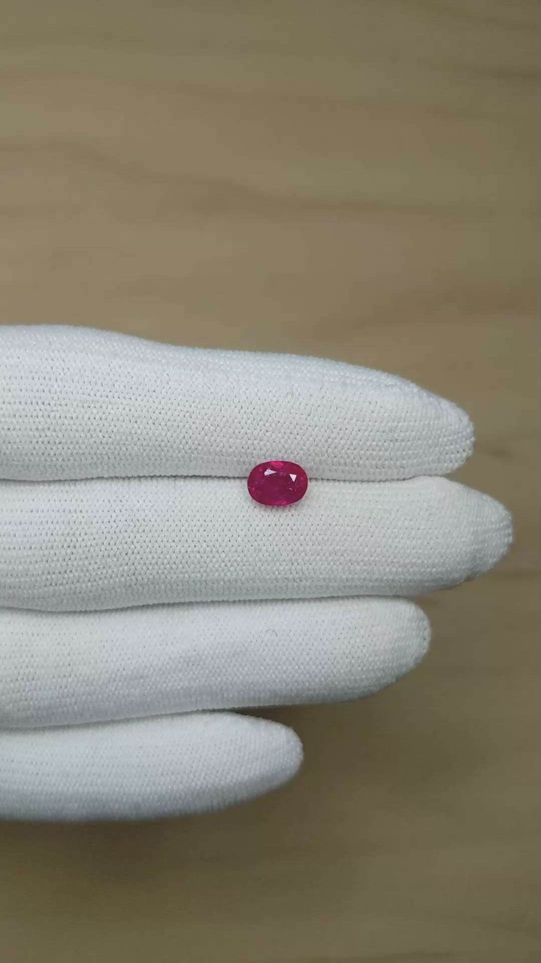 1.37 Ct. Pinkish Red Ruby from Burma (Myanmar) Size Video