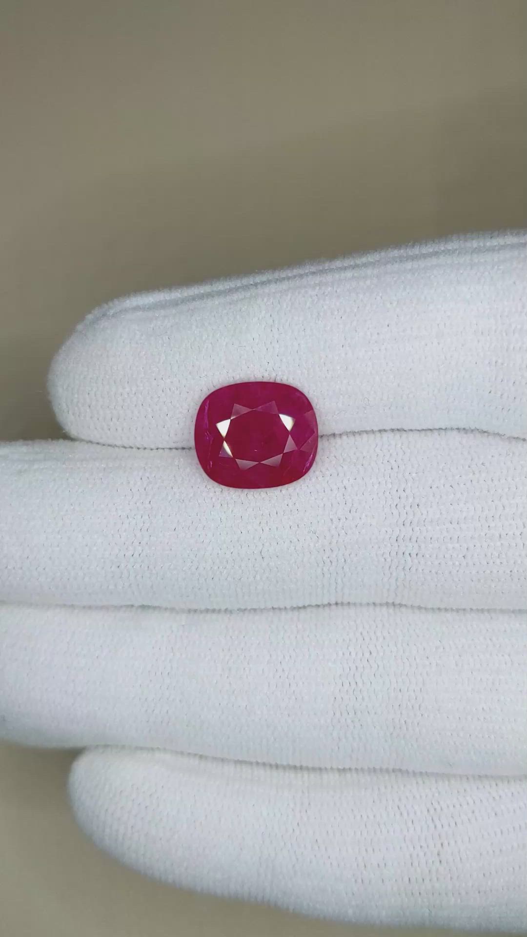 5.34 Ct. Purplish Red Ruby from Mozambique Size Video