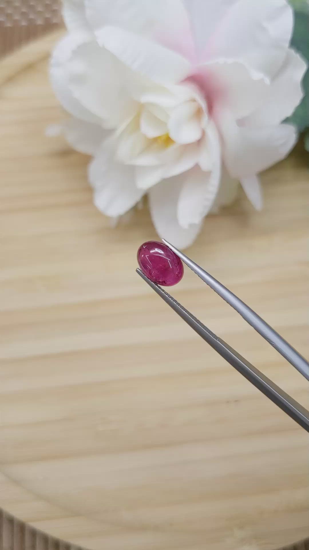 2.61 Ct. Pinkish Red Cabochon Ruby from Tanzania Size Video