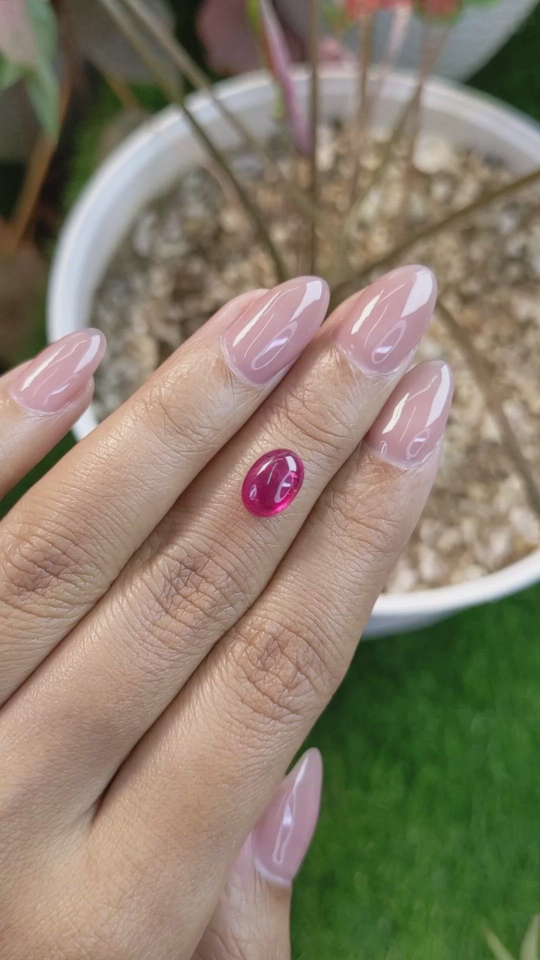 2.61 Ct. Pinkish Red Cabochon Ruby from Tanzania Size Video