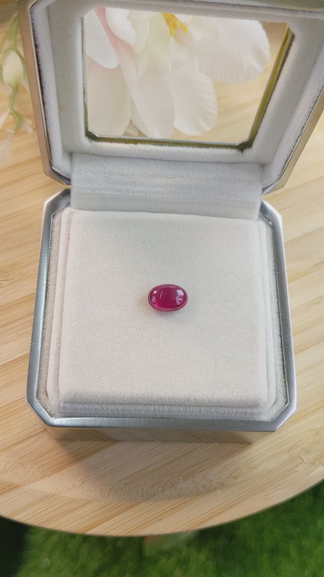 2.61 Ct. Pinkish Red Cabochon Ruby from Tanzania Size Video