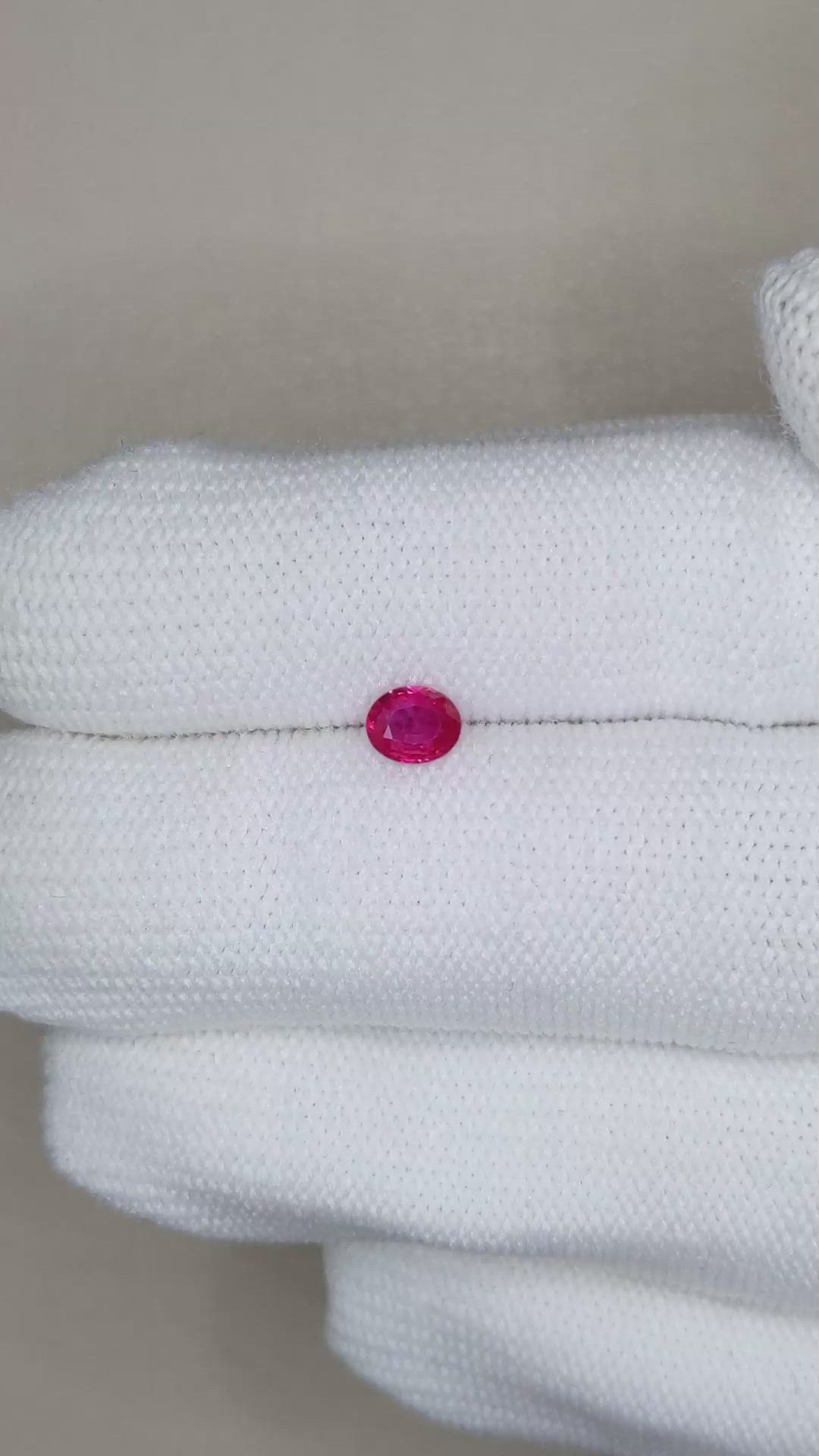 0.41 Ct. Pinkish Red Ruby from Burma (Myanmar) Size Video