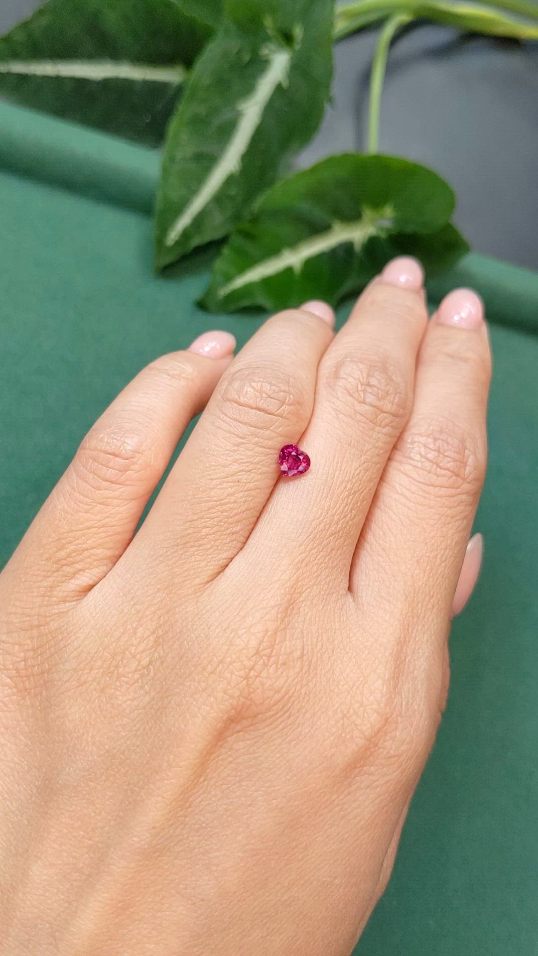 0.65 Ct. Purplish Red Ruby from Mozambique Size Video