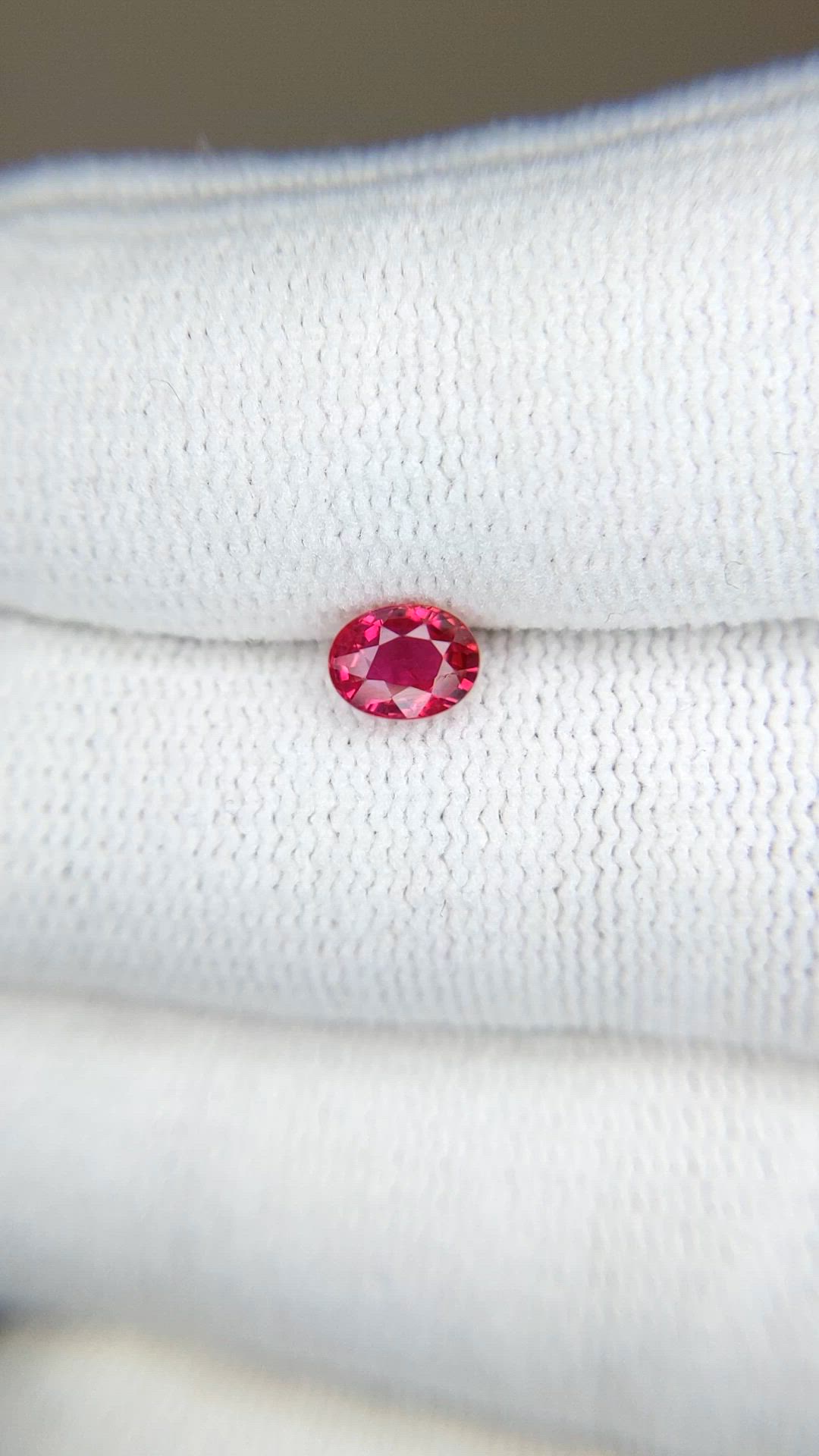 0.62 Ct. Pinkish Red Ruby from Mozambique Size Video
