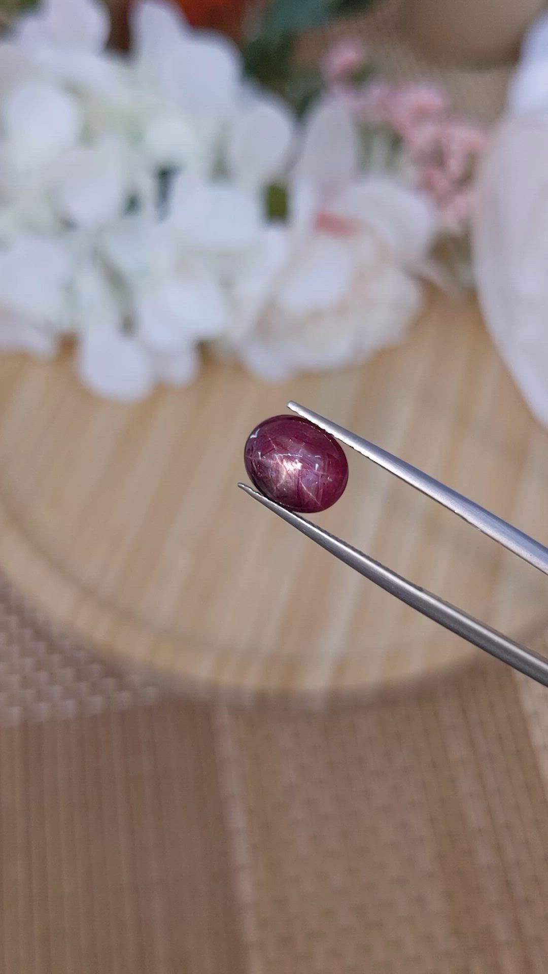 4.44 Ct. Purplish Red Star Ruby from Ceylon (Sri Lanka) Size Video