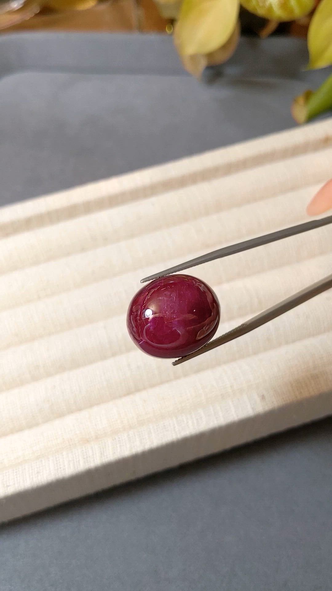 43.52 Ct. Purplish Red Cabochon Ruby from Mozambique Size Video