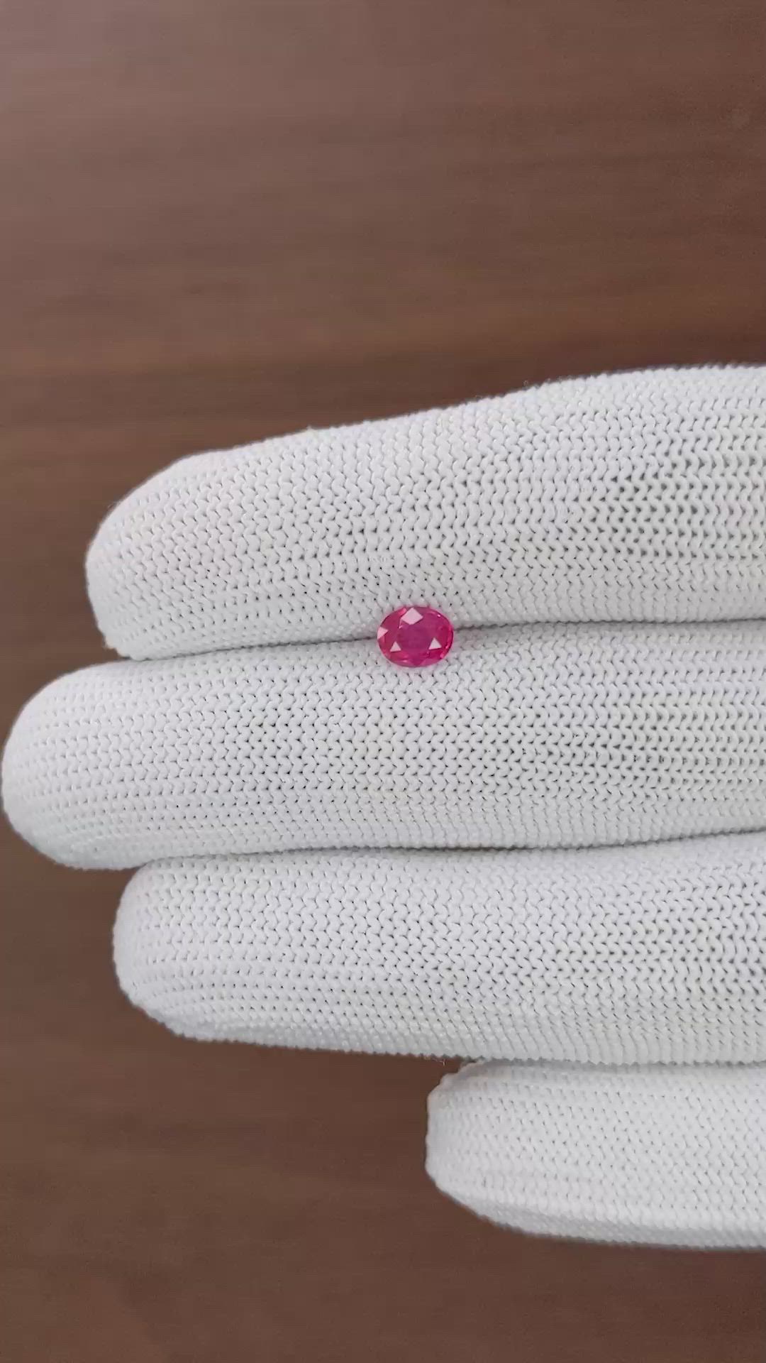 0.54 Ct. Pinkish Red Ruby from Mozambique Size Video