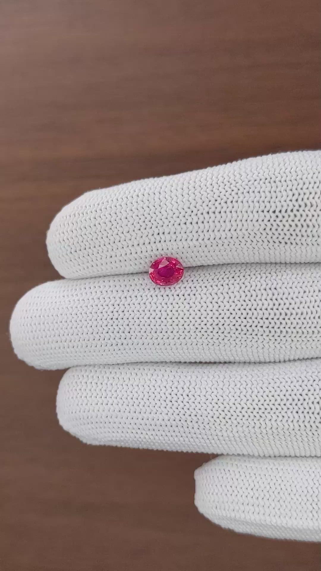 1.03 Ct. Pinkish Red Ruby from Mozambique Size Video