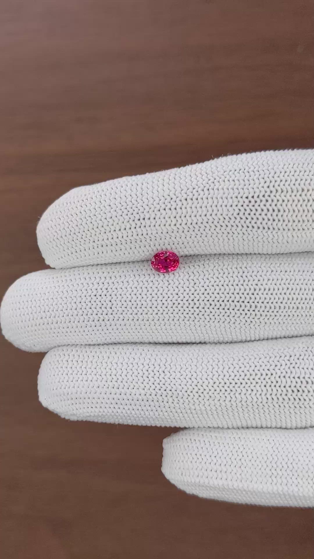 0.58 Ct. Pinkish Red Ruby from Mozambique Size Video