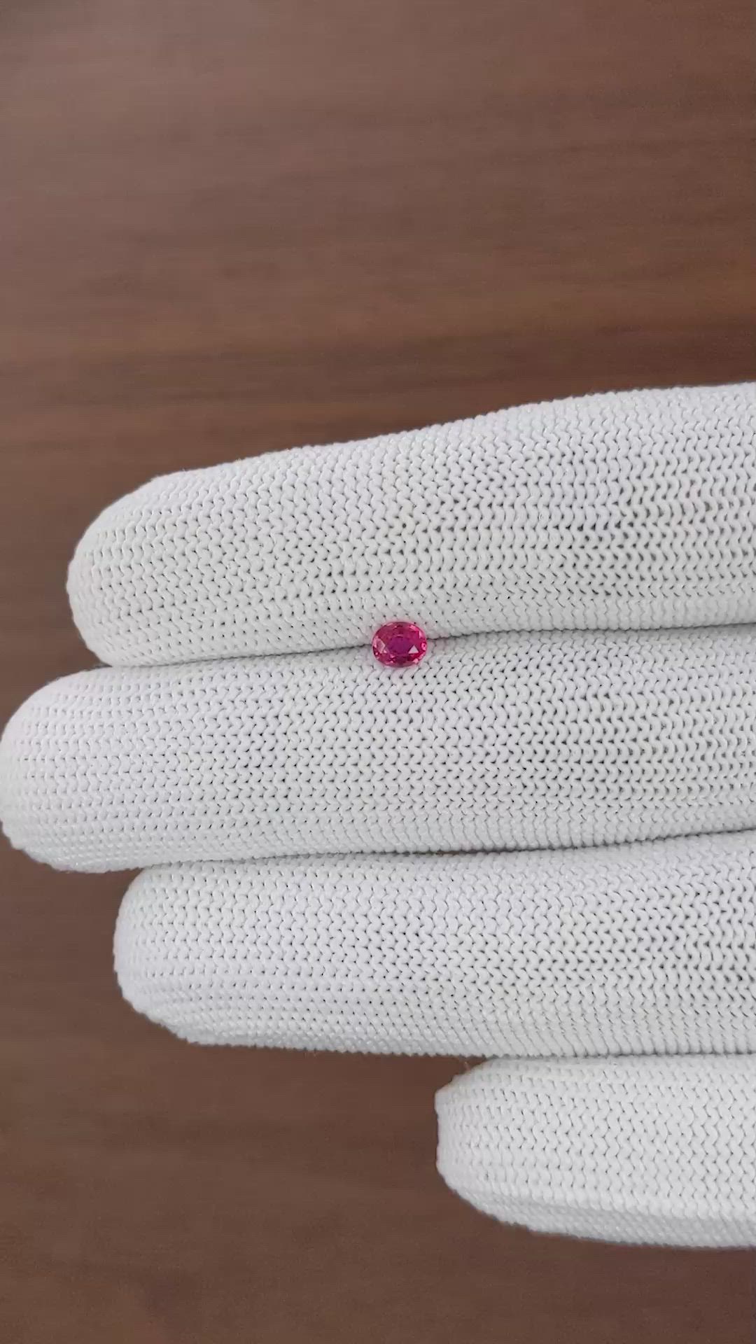 0.29 Ct. Pinkish Red Ruby from Mozambique Size Video