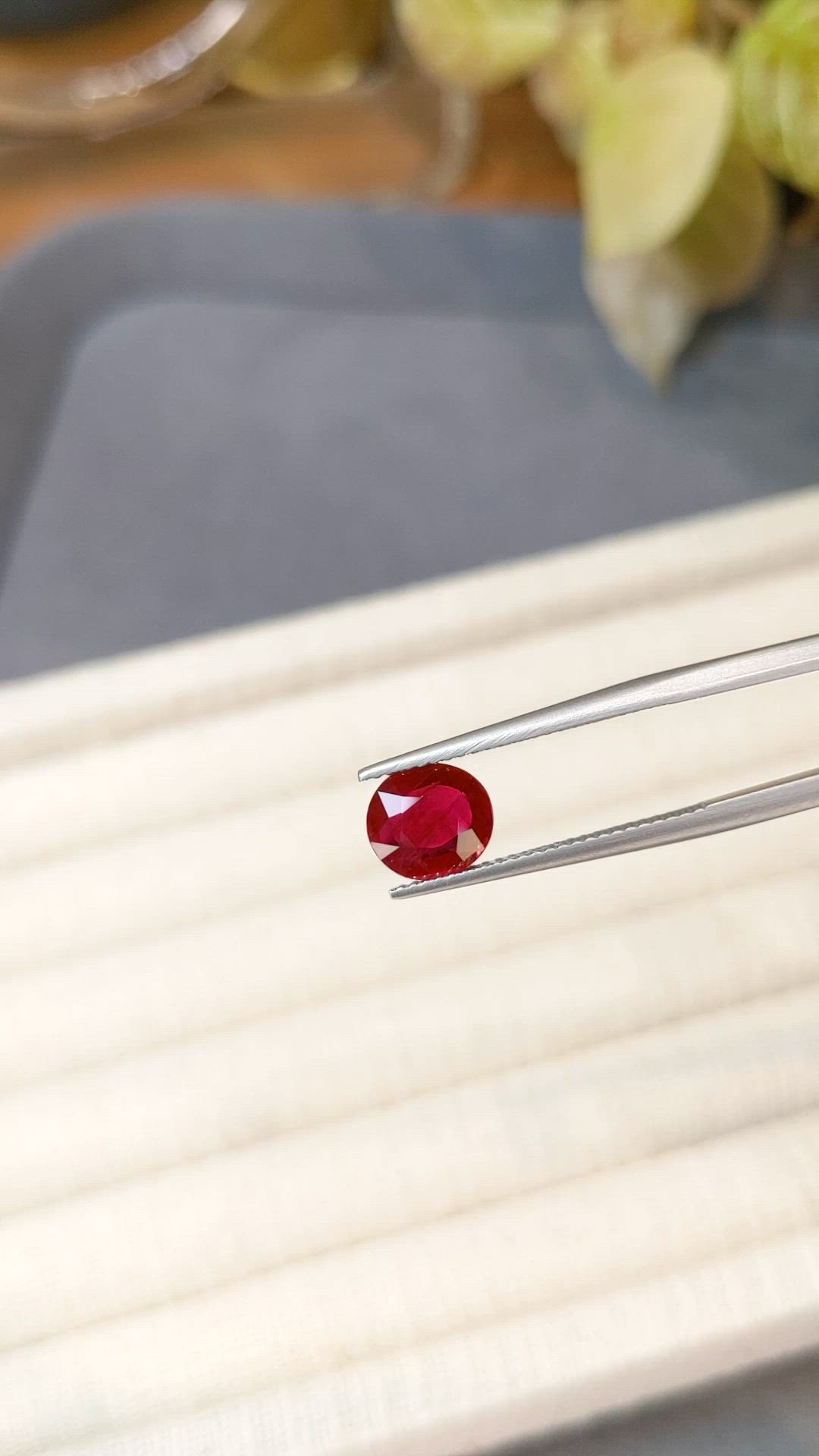 2.02 Ct. Purplish Red Ruby from Burma (Myanmar) Size Video