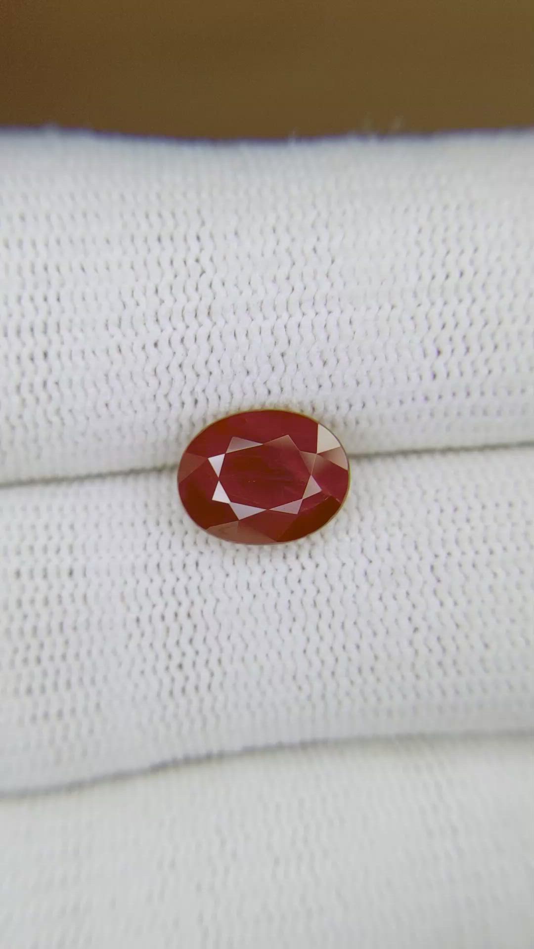 3.03 Ct. Orangish Red Ruby from Burma (Myanmar) Size Video