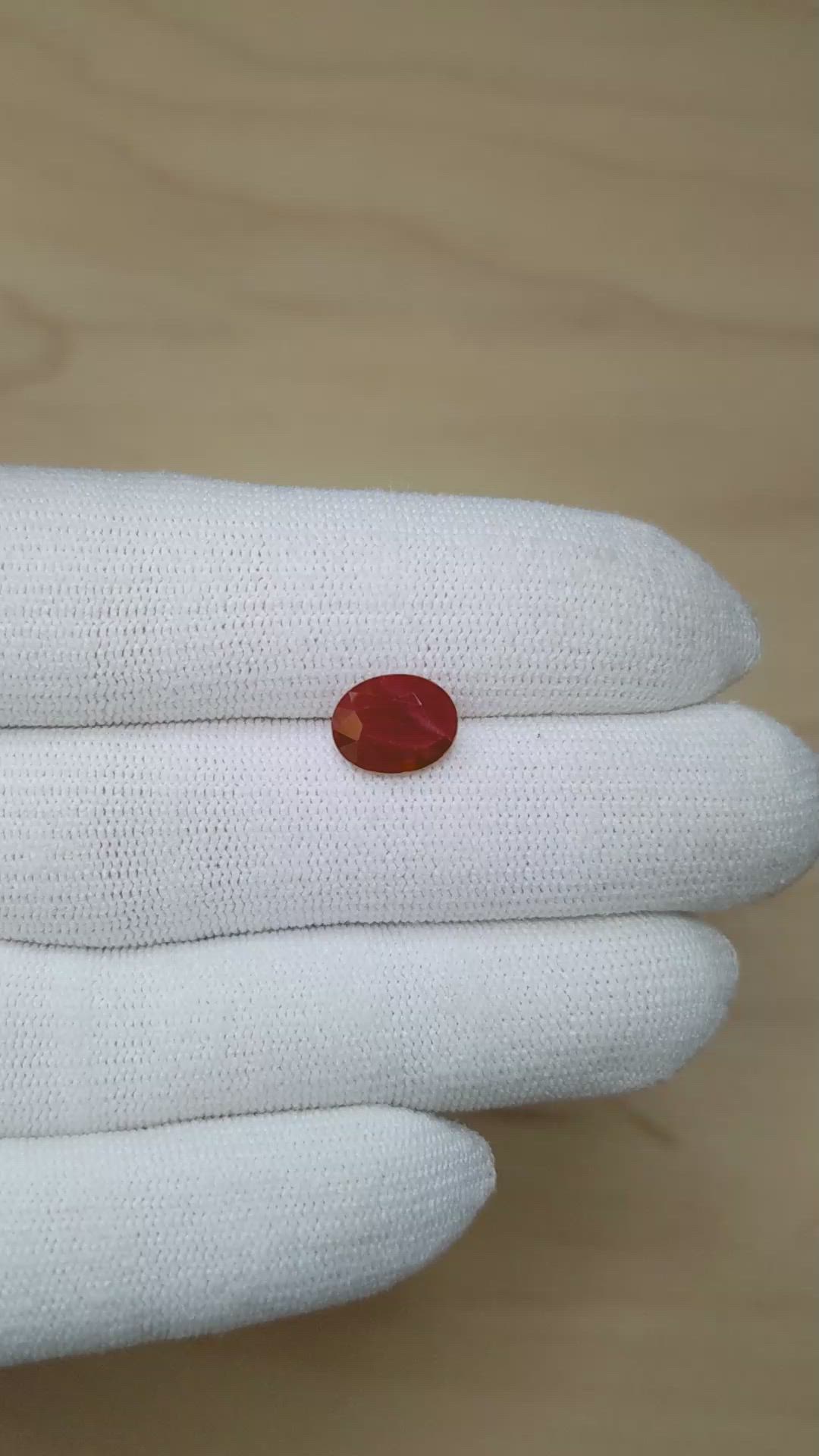 3.03 Ct. Orangish Red Ruby from Burma (Myanmar) Size Video
