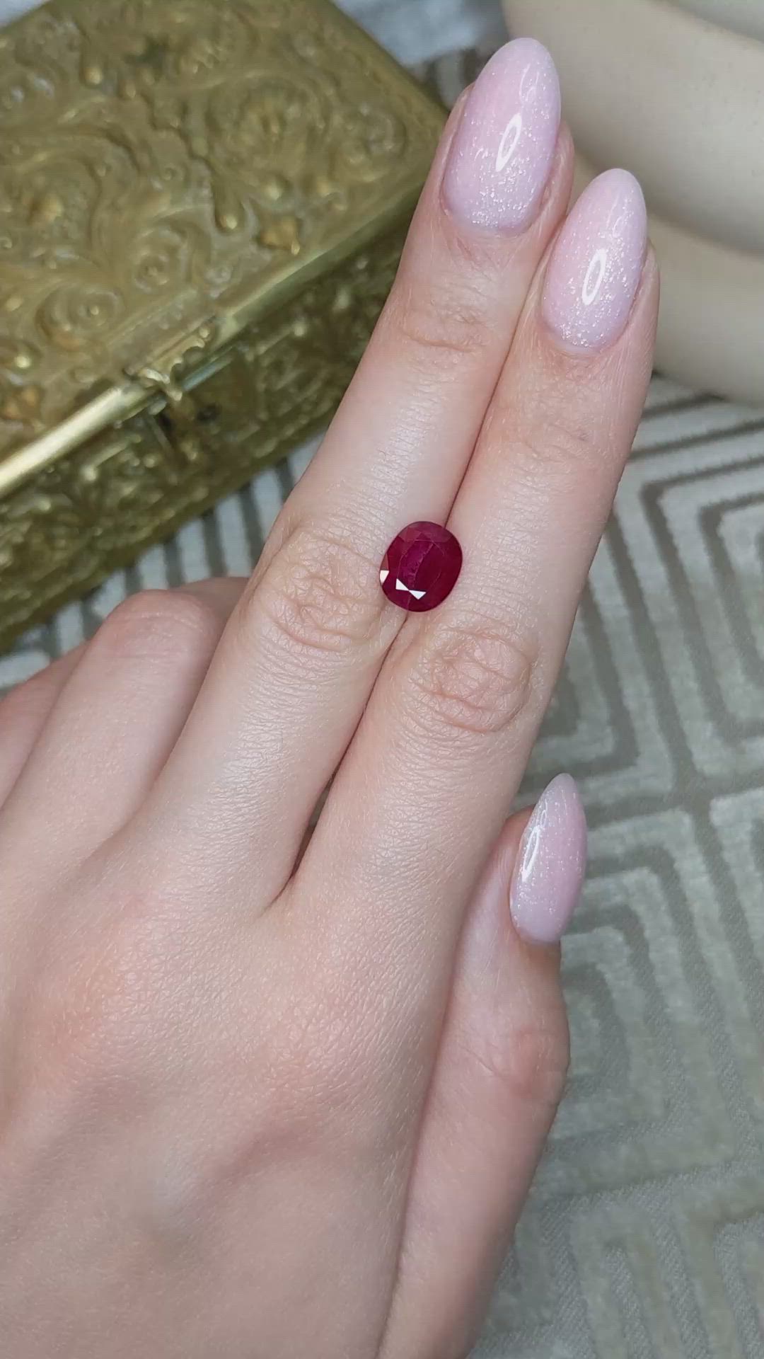 3.33 Ct. Purplish Red Ruby from Burma (Myanmar) Size Video