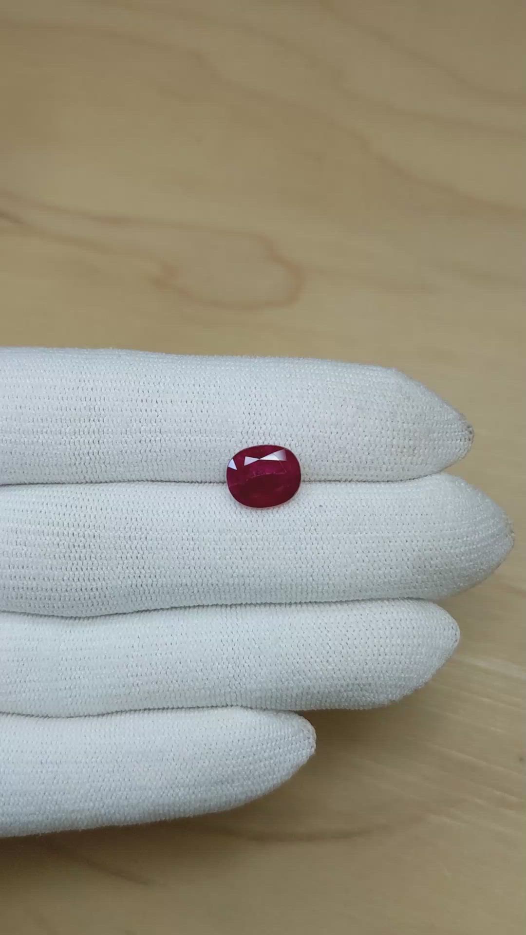3.33 Ct. Purplish Red Ruby from Burma (Myanmar) Size Video