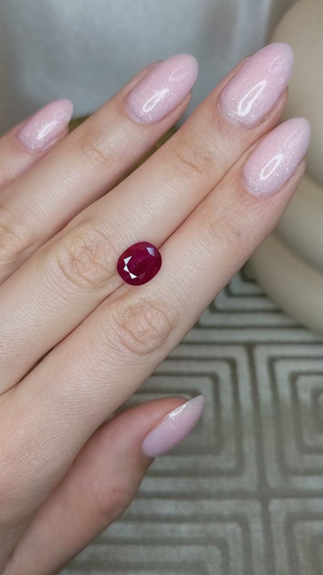 3.33 Ct. Purplish Red Ruby from Burma (Myanmar) Size Video