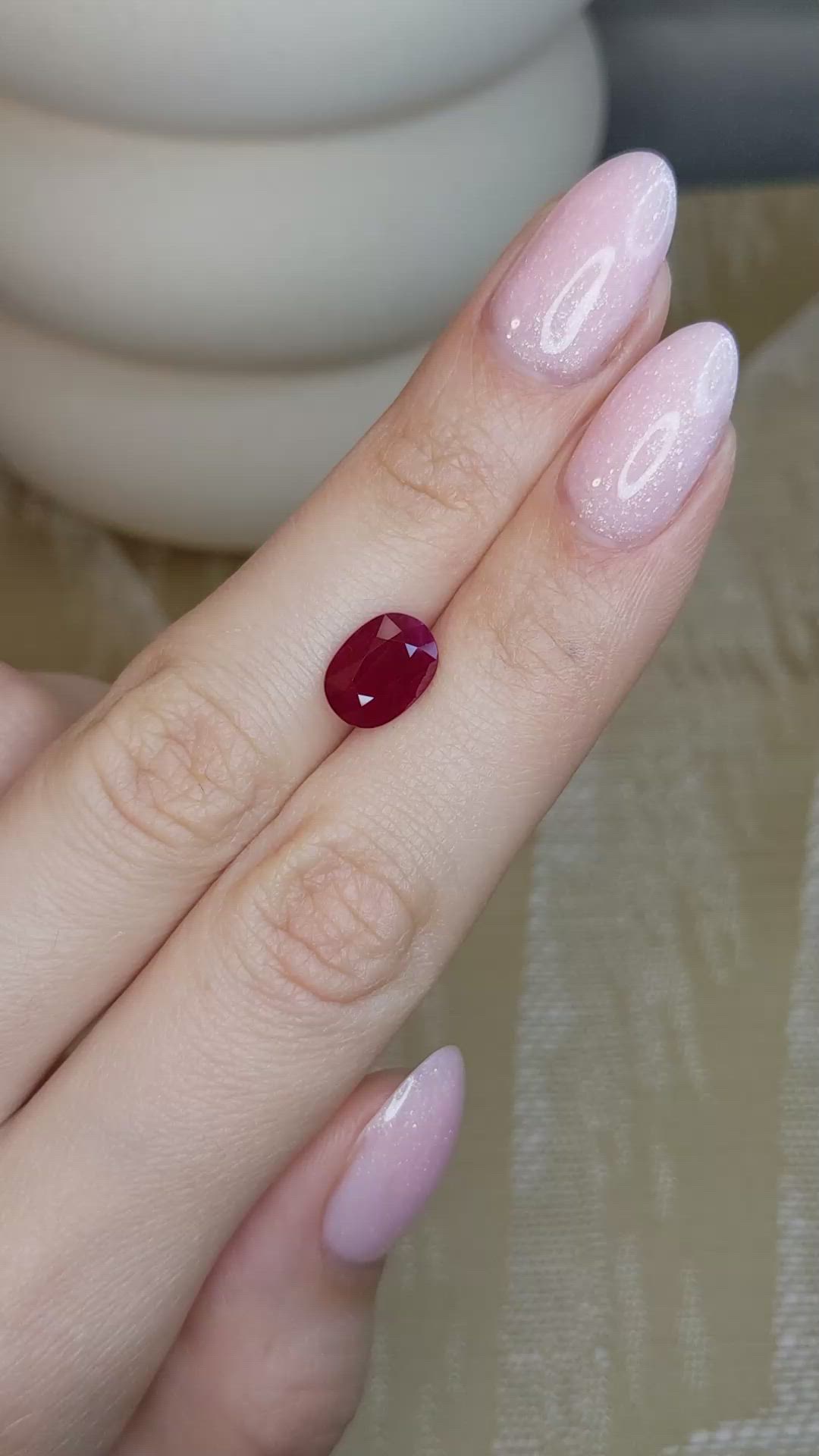 3.01 Ct. Purplish Red Ruby from Burma (Myanmar) Size Video