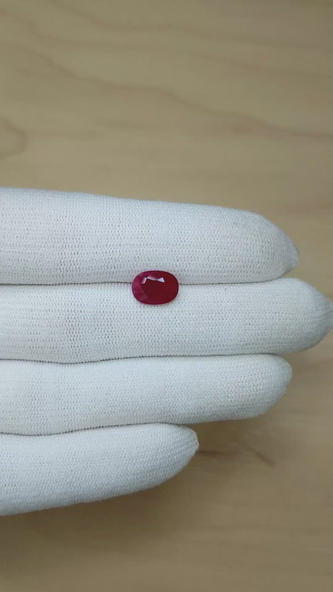 3.01 Ct. Purplish Red Ruby from Burma (Myanmar) Size Video