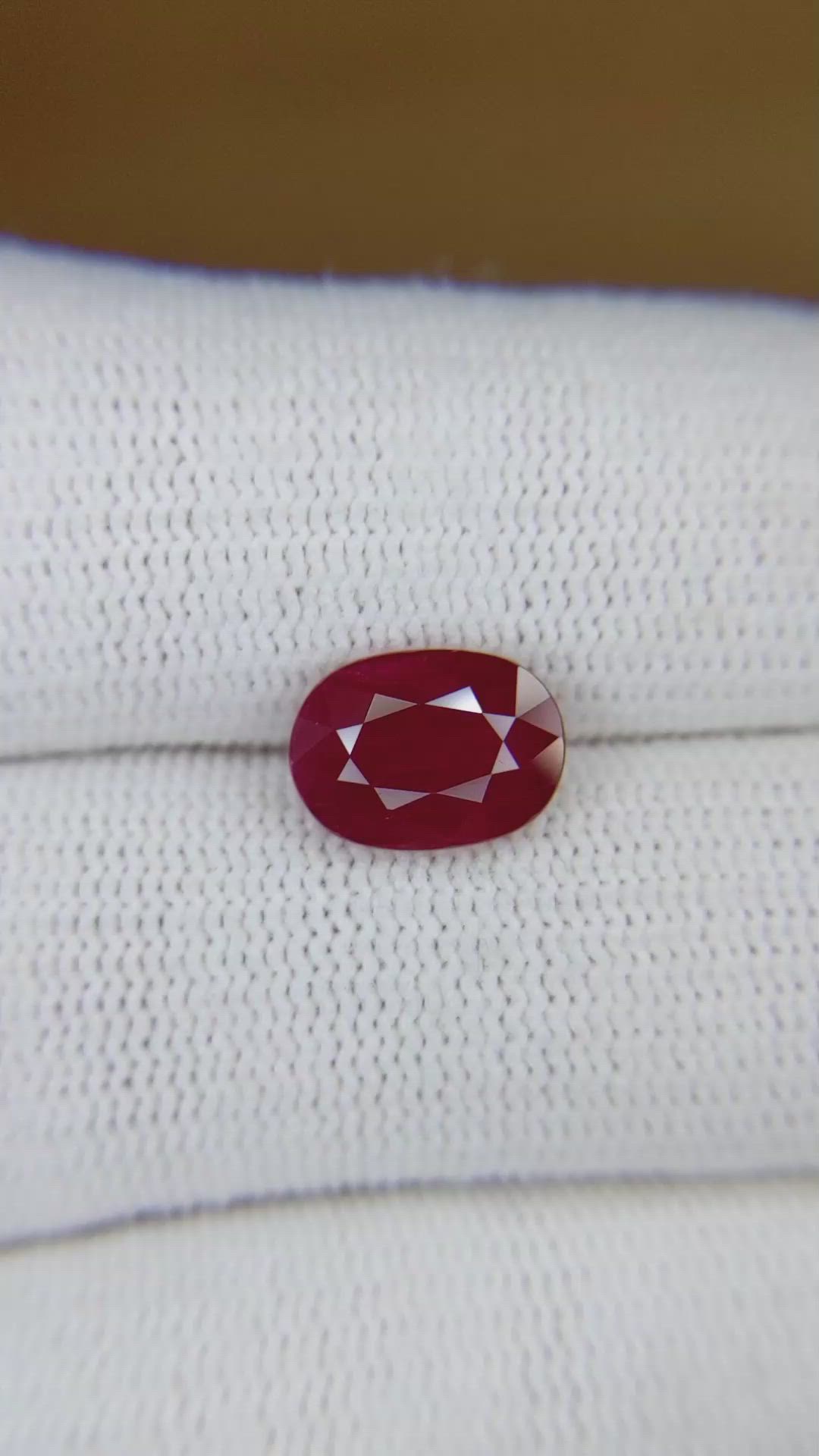 3.01 Ct. Purplish Red Ruby from Burma (Myanmar) Size Video