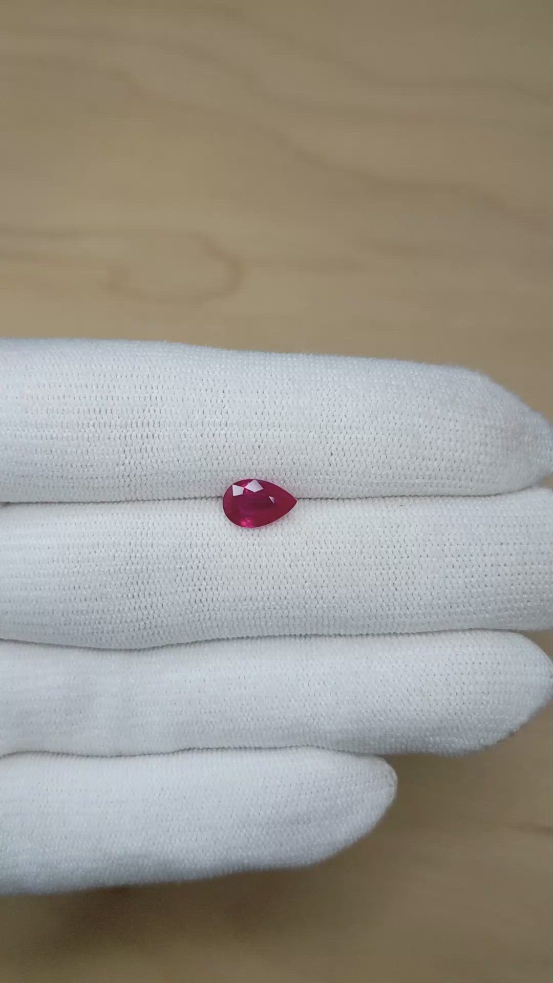 1.63 Ct. Pinkish Red Ruby from Burma (Myanmar) Size Video