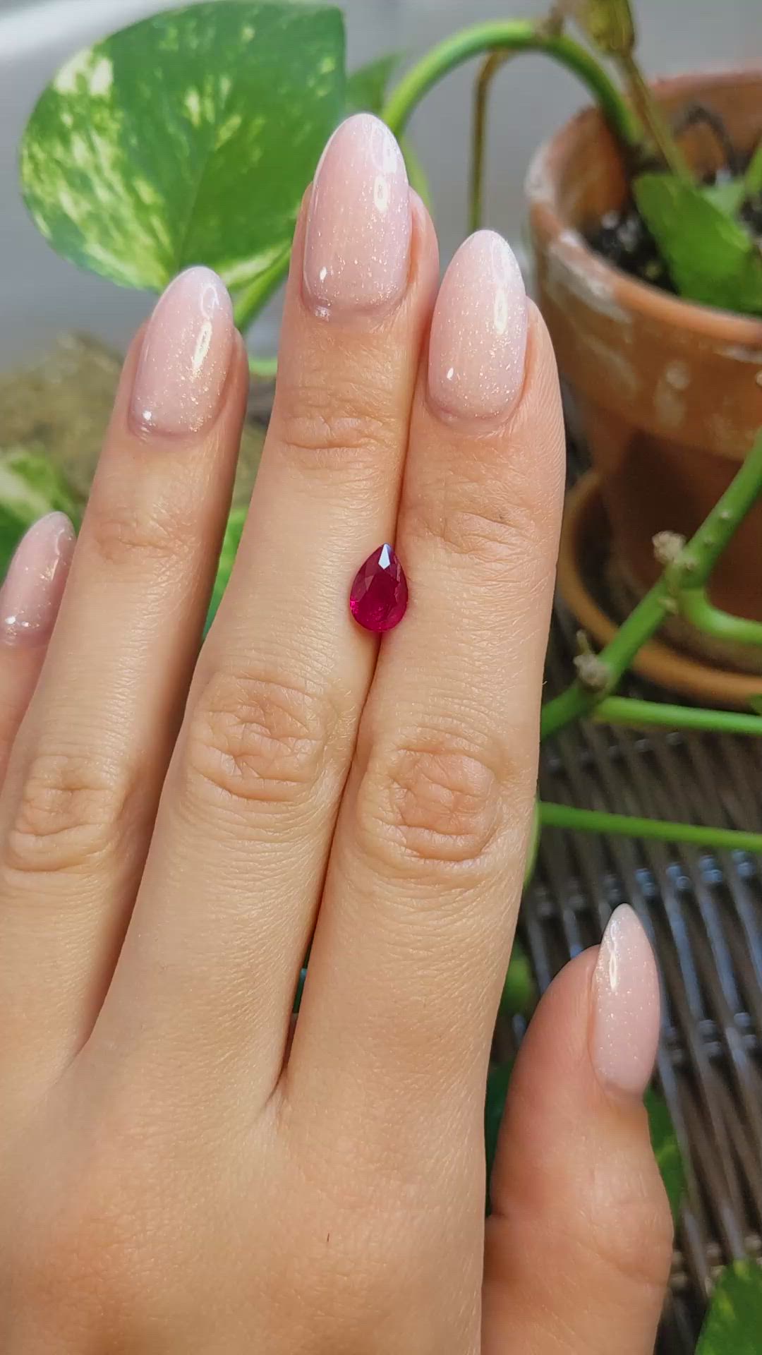 1.63 Ct. Pinkish Red Ruby from Burma (Myanmar) Size Video