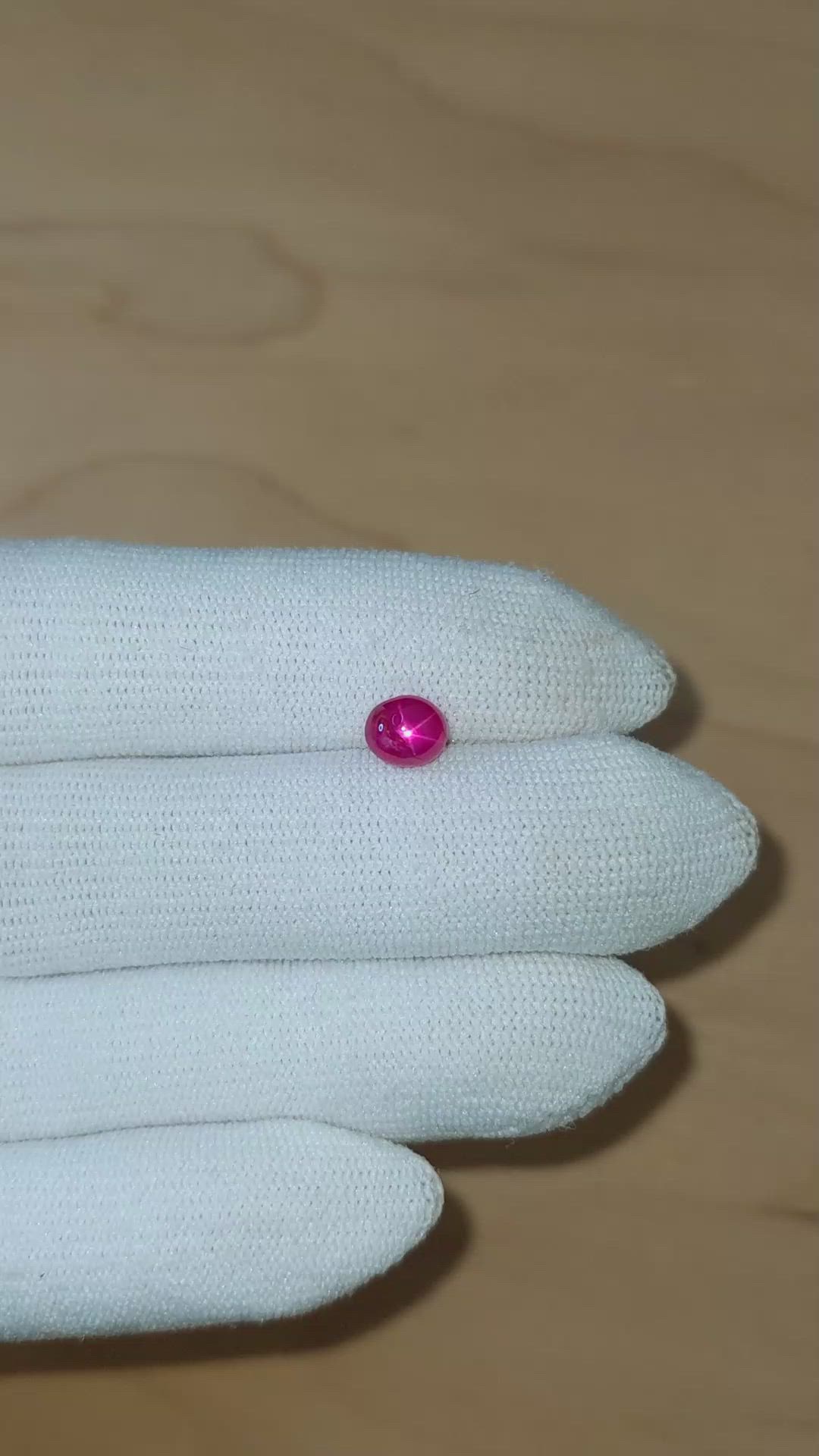 2.06 Ct. Pinkish Red Star Ruby from Burma (Myanmar) Size Video