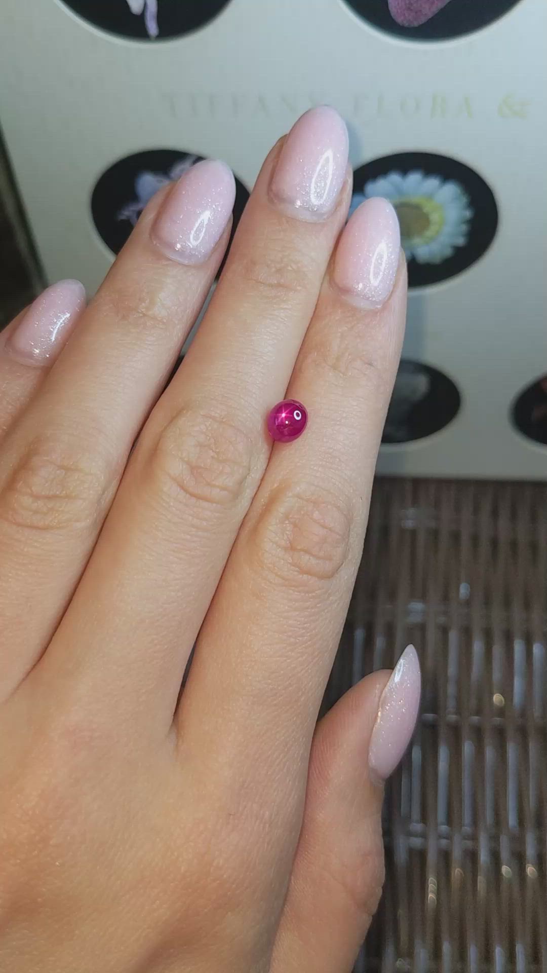 2.06 Ct. Pinkish Red Star Ruby from Burma (Myanmar) Size Video