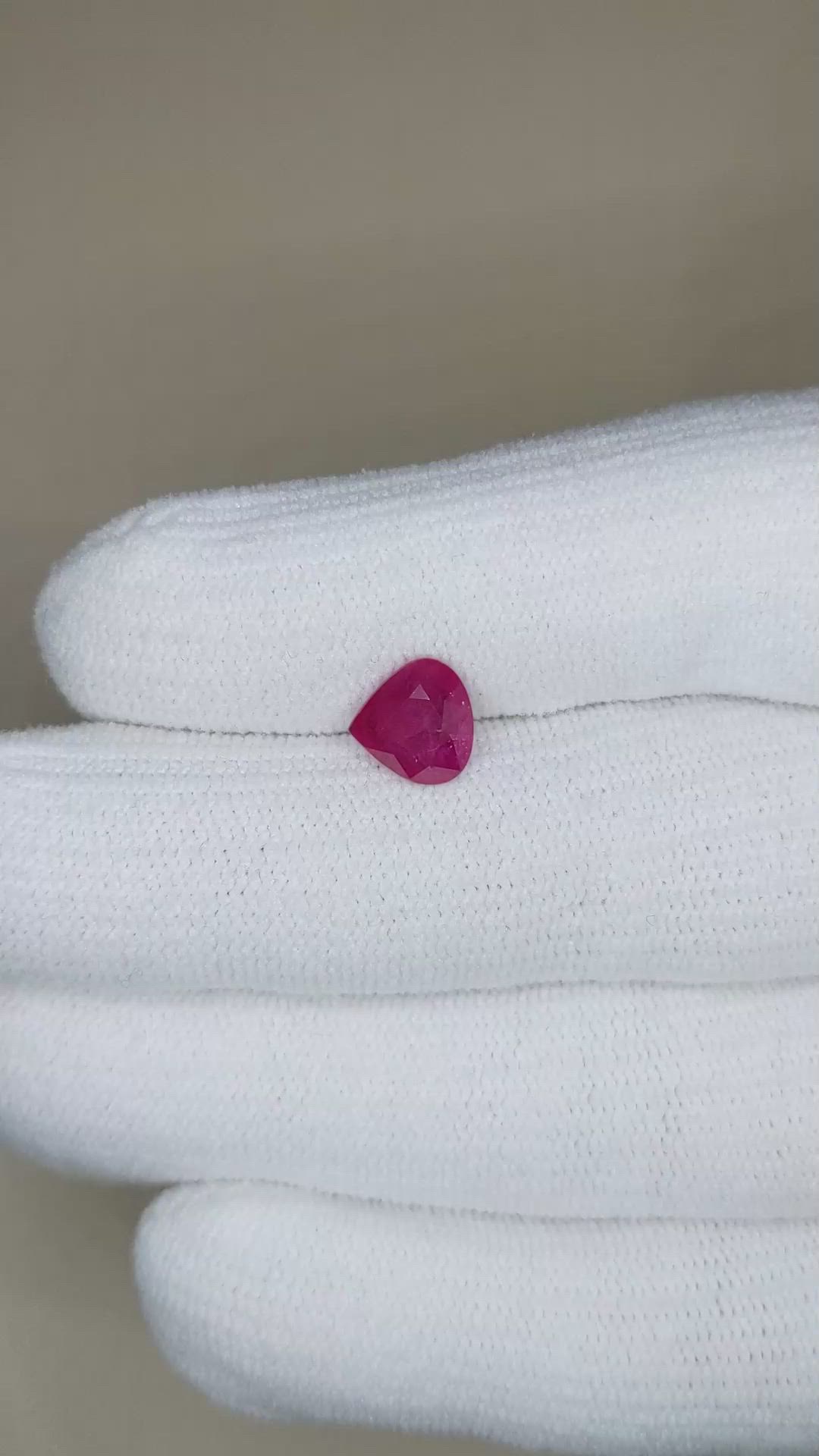 1.95 Ct. Purplish Red Ruby from Burma (Myanmar) Size Video