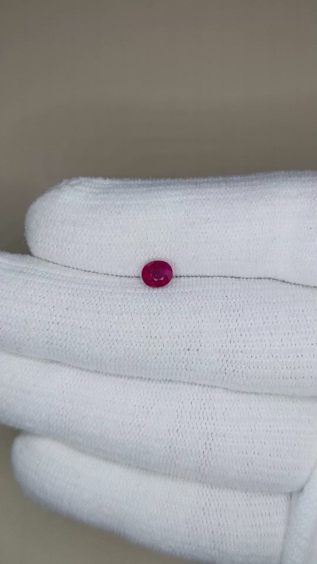 0.91 Ct. Purplish Red Ruby from Burma (Myanmar) Size Video