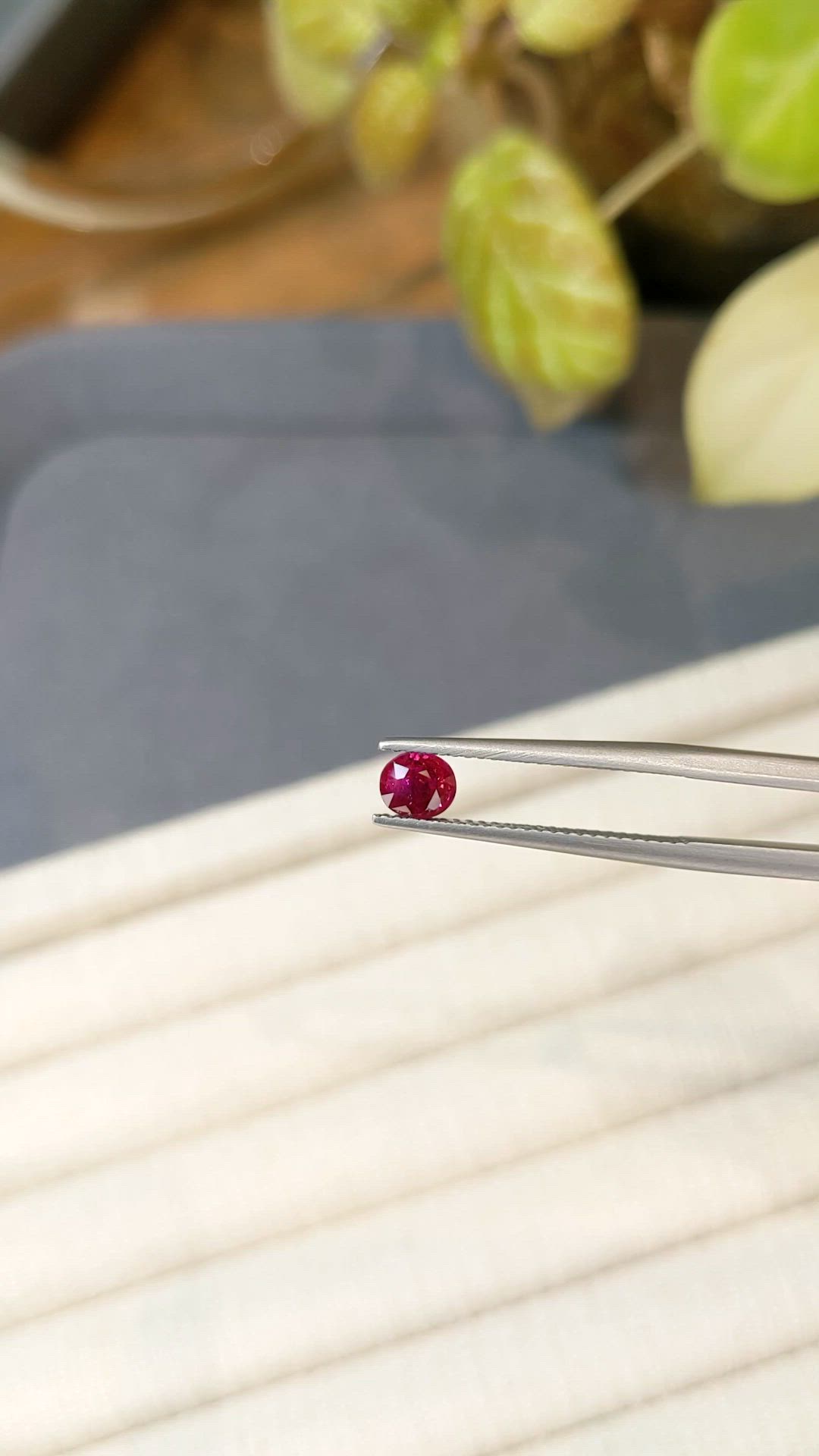 0.91 Ct. Purplish Red Ruby from Burma (Myanmar) Size Video