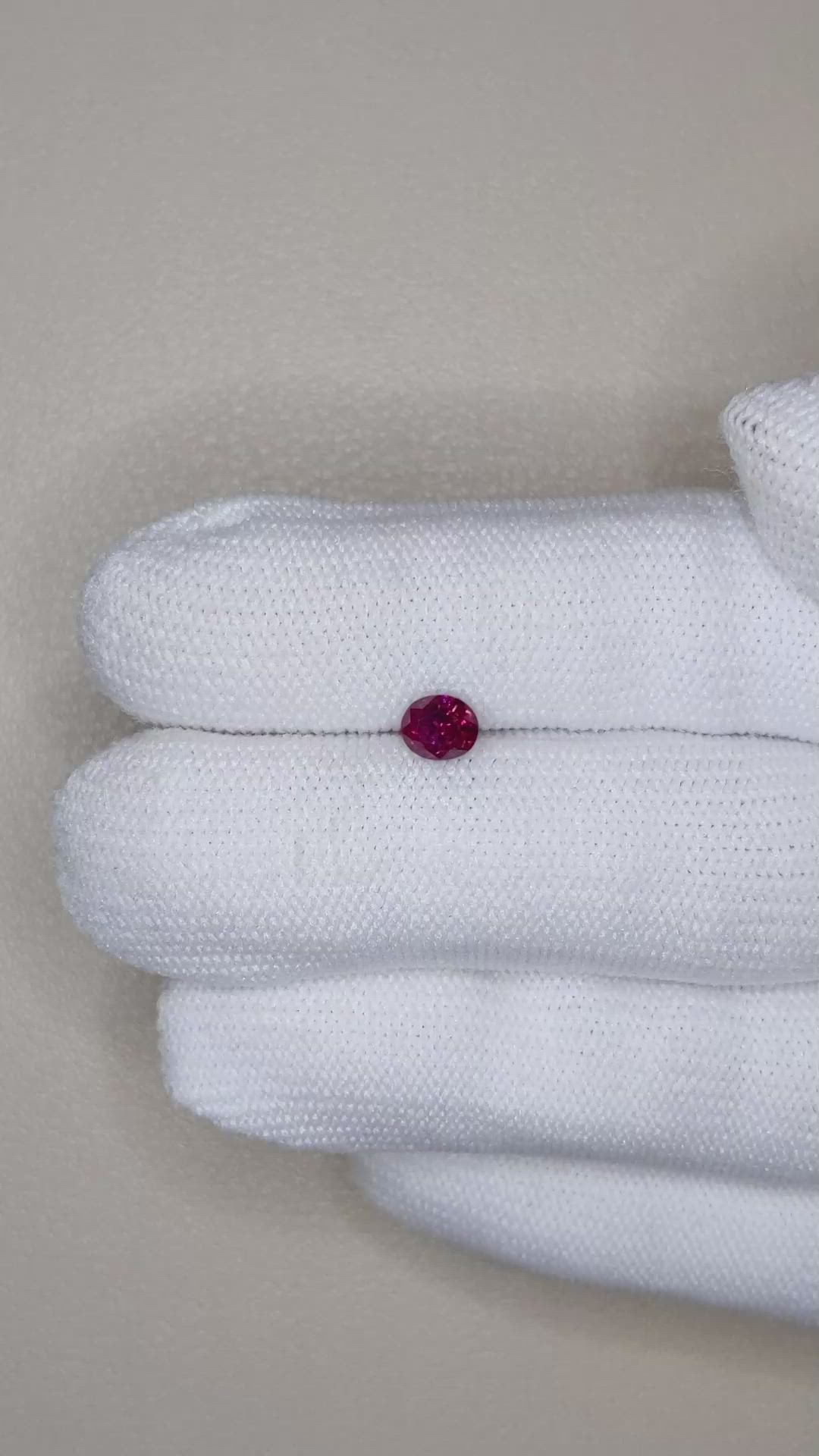 0.86 Ct. Purplish Red Ruby from Burma (Myanmar) Size Video