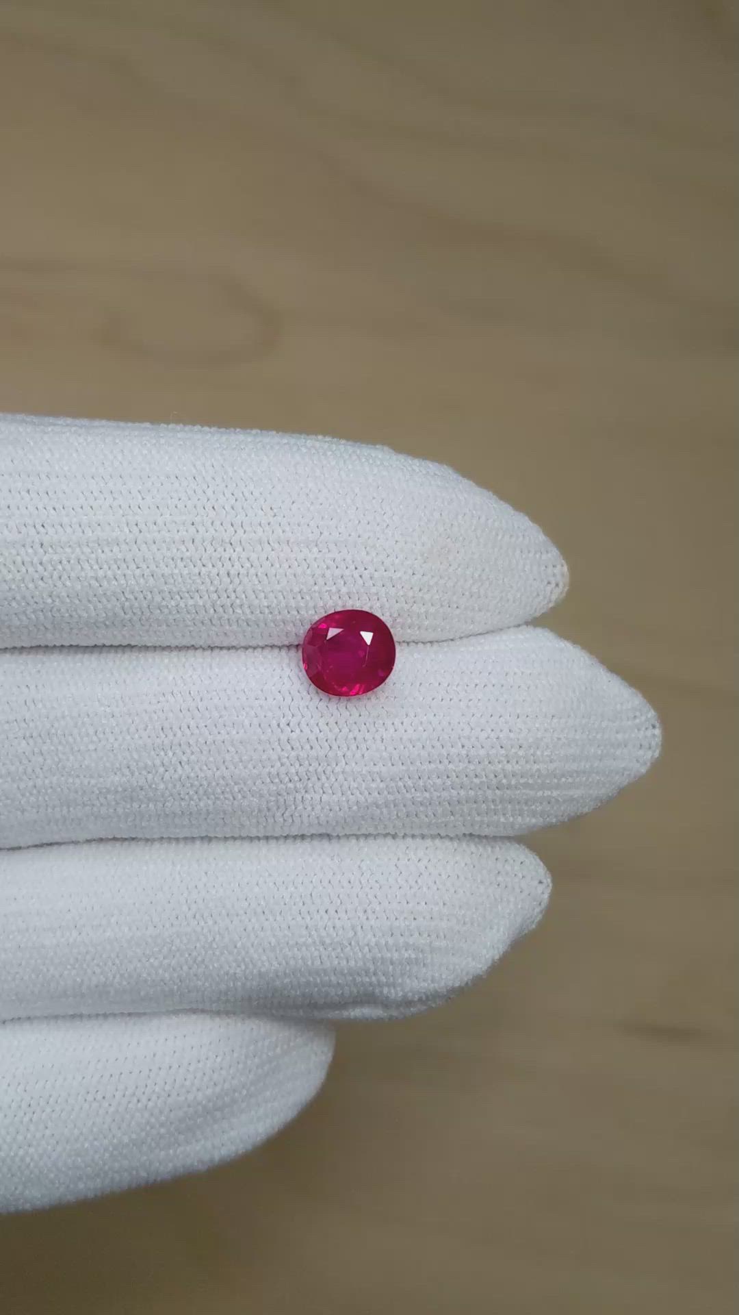 2.02 Ct. Pinkish Red Ruby from Burma (Myanmar) Size Video